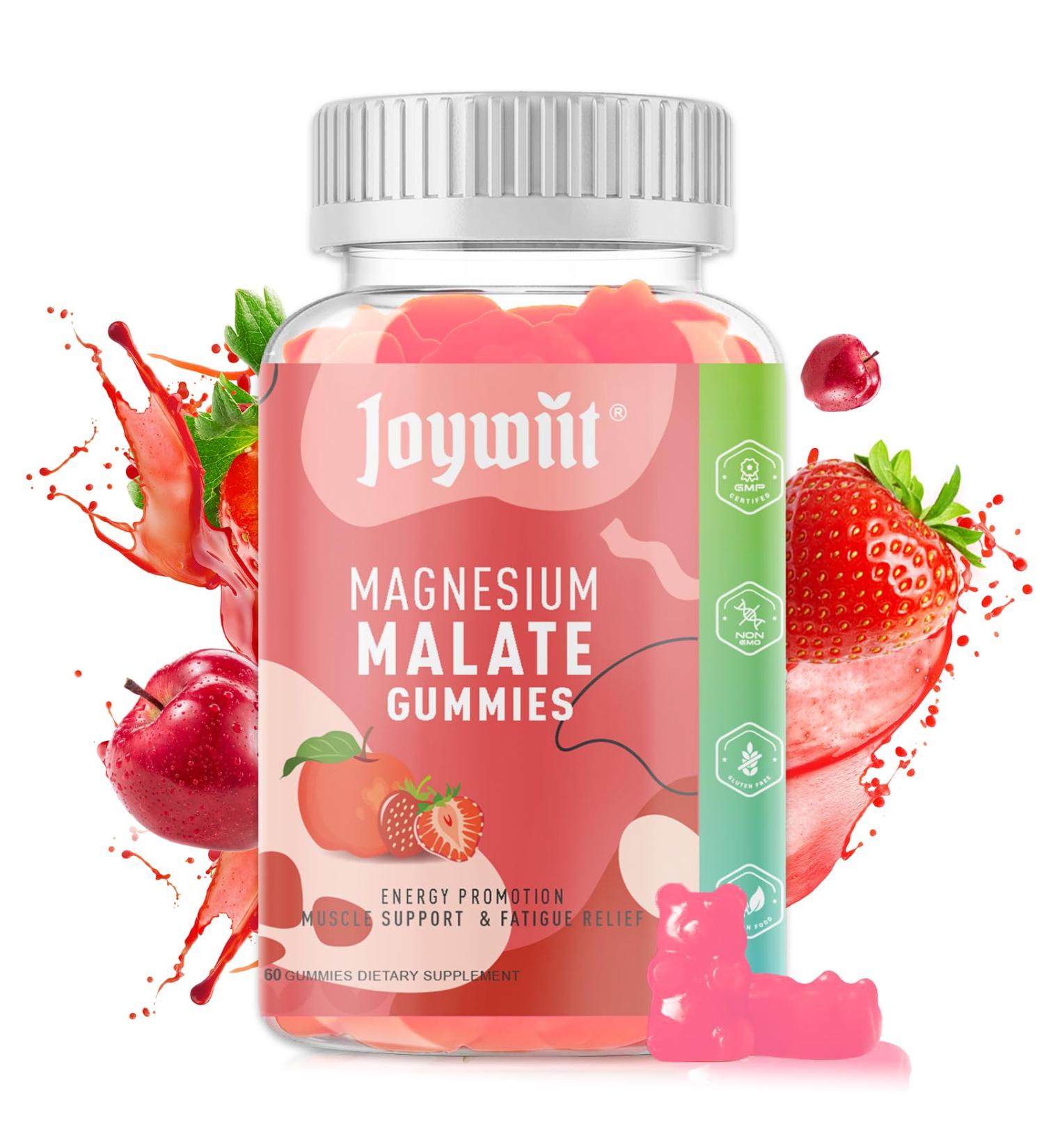 Magnesium Malate Gummies 1000mg | Magnesium Malate with L-Theanine CoQ10 & Vitamin B6 | High Potency Stress Relief & Muscle Support | Non-GMO Vegan Gluten-Free | 60 Chewable 60 Count (Pack of 1) 1000 Mg - Buy Online on GoSupps.com