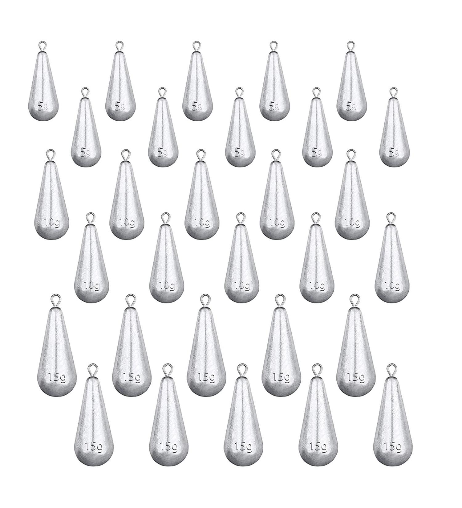 30 PCs Fishing Weights Kit - Multi-Size Shot Weights & Sinker Set for Outdoor Fishing (5g/10g/15g) - International Shipping Available - Buy Online on GoSupps.com