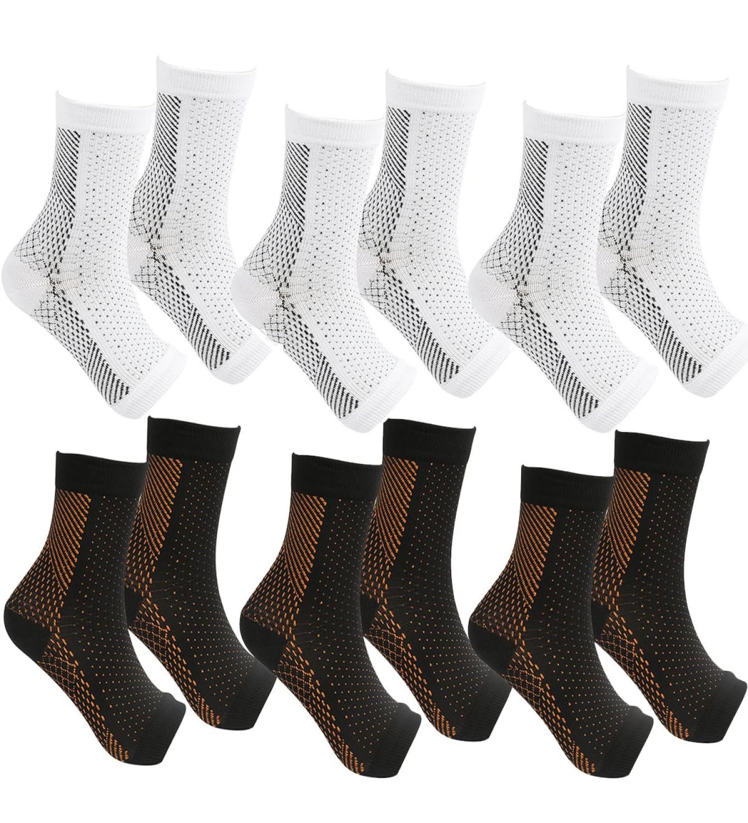 Laamei Compression Socks for Men & Women - Orthopedic Foot Support & Plantar Fasciitis Relief | 6-Pack Nano-Socks for Sports & Ankle Support - Buy Online on GoSupps.com
