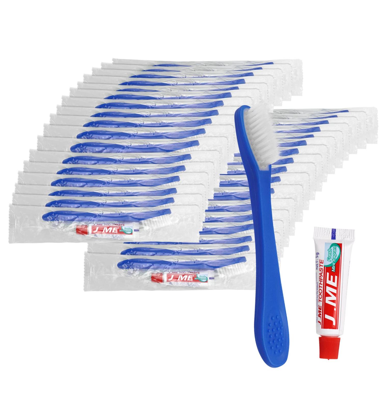 Xuezoioy Mini Disposable Toothbrush with Toothpaste - Pack of 30 Individually Wrapped Blue Travel Toothbrushes for Homeless Shelters and Hospitals - Buy Online on GoSupps.com