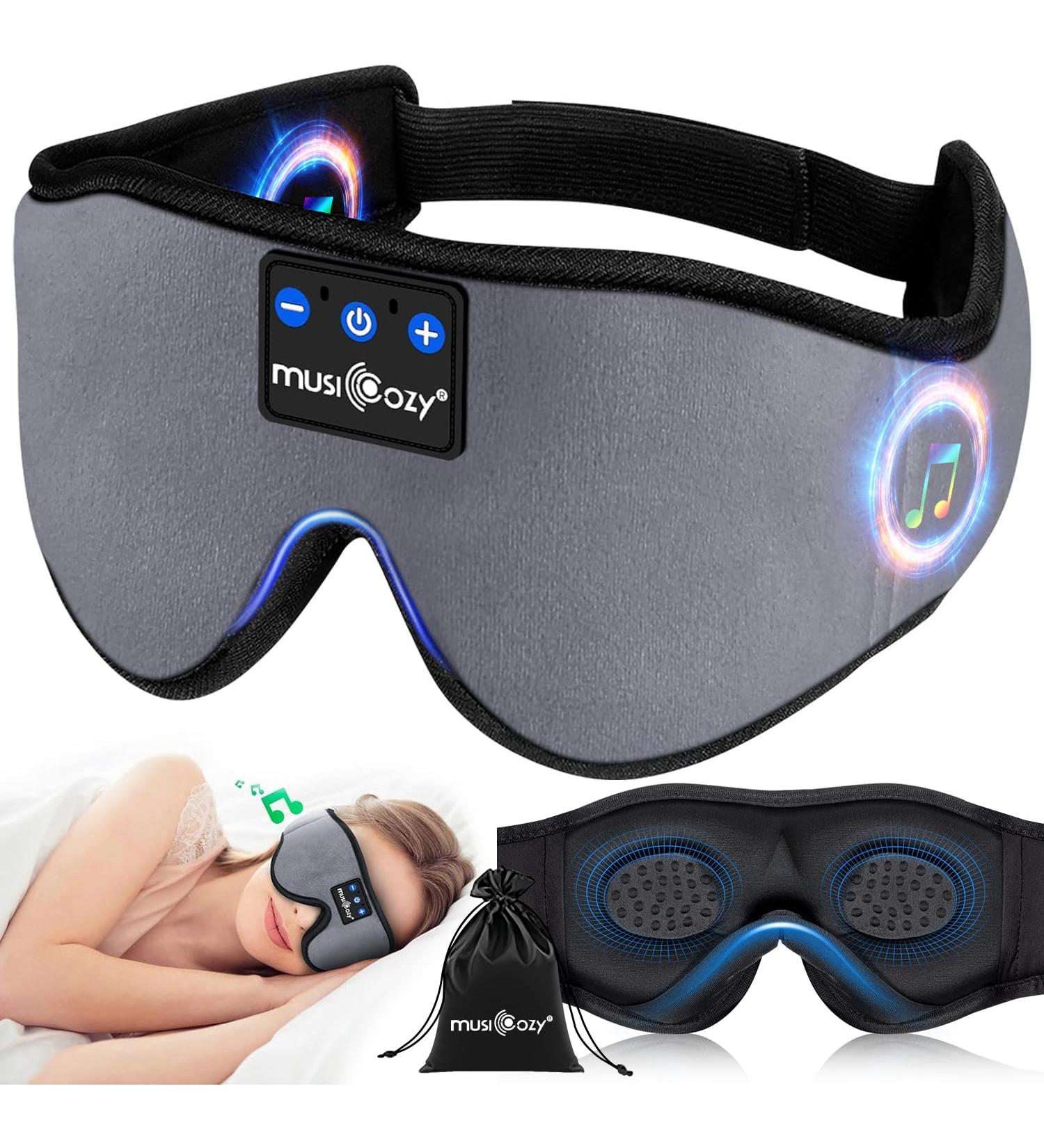 Musicozy Bluetooth Sleep Mask 3D Headphones with Microphone - 14Hrs Playing Time - Grey - Buy Online on GoSupps.com
