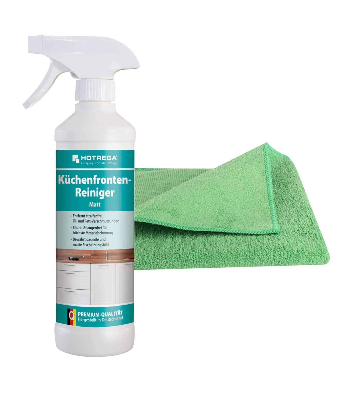 HOTREGA Kitchen Front Cleaner Matt 500ml - Streak-Free Degreaser with Microfibre Cloth | Optimal Kitchen Cleaner for International Shipping - Buy Online on GoSupps.com