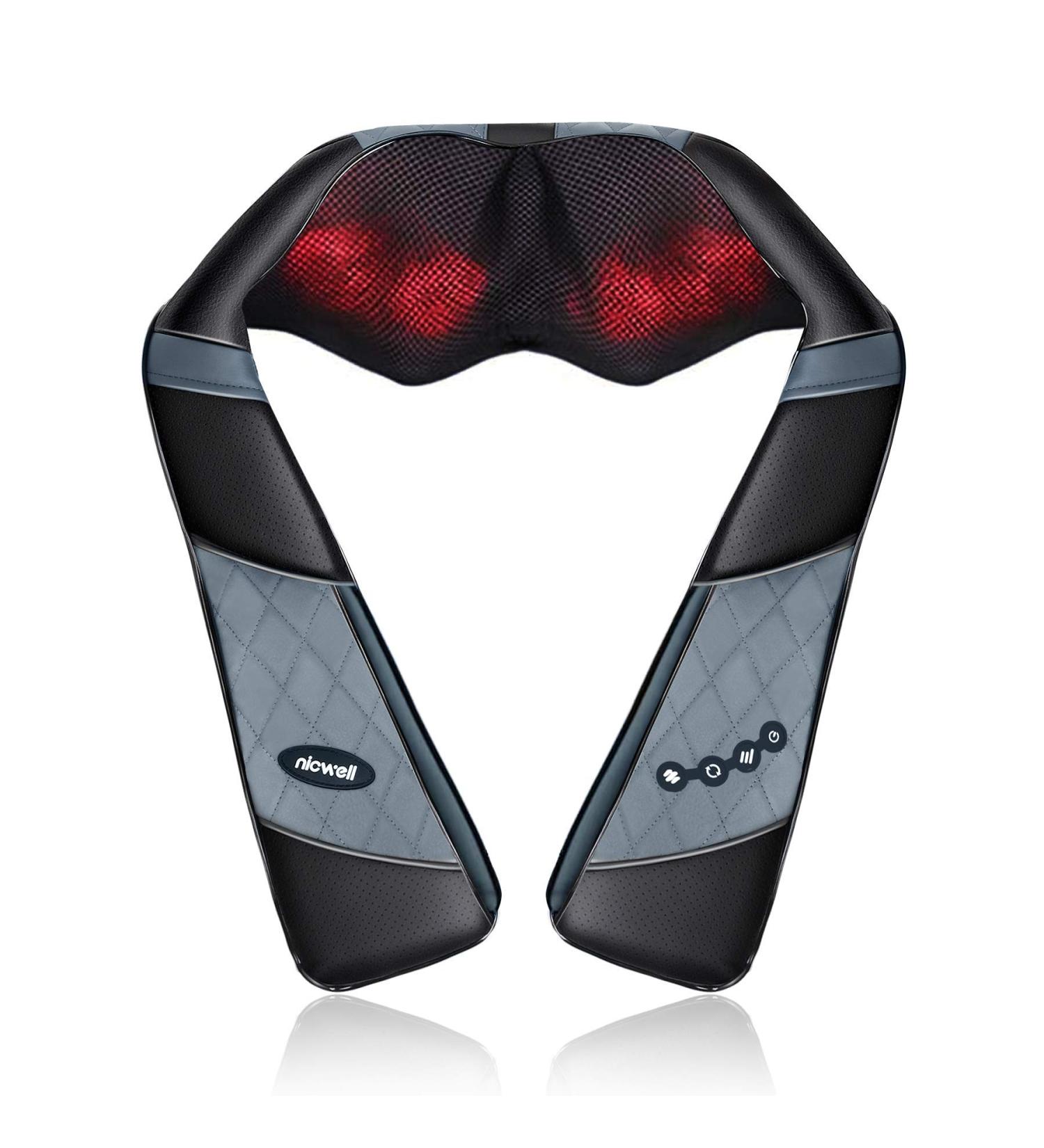 Nicwell Shiatsu Massager with Heat - Deep Kneading for Neck, Back, Shoulder, Foot, and Legs - Home, Car, Office - Relaxation and Pain Relief - Buy Online on GoSupps.com