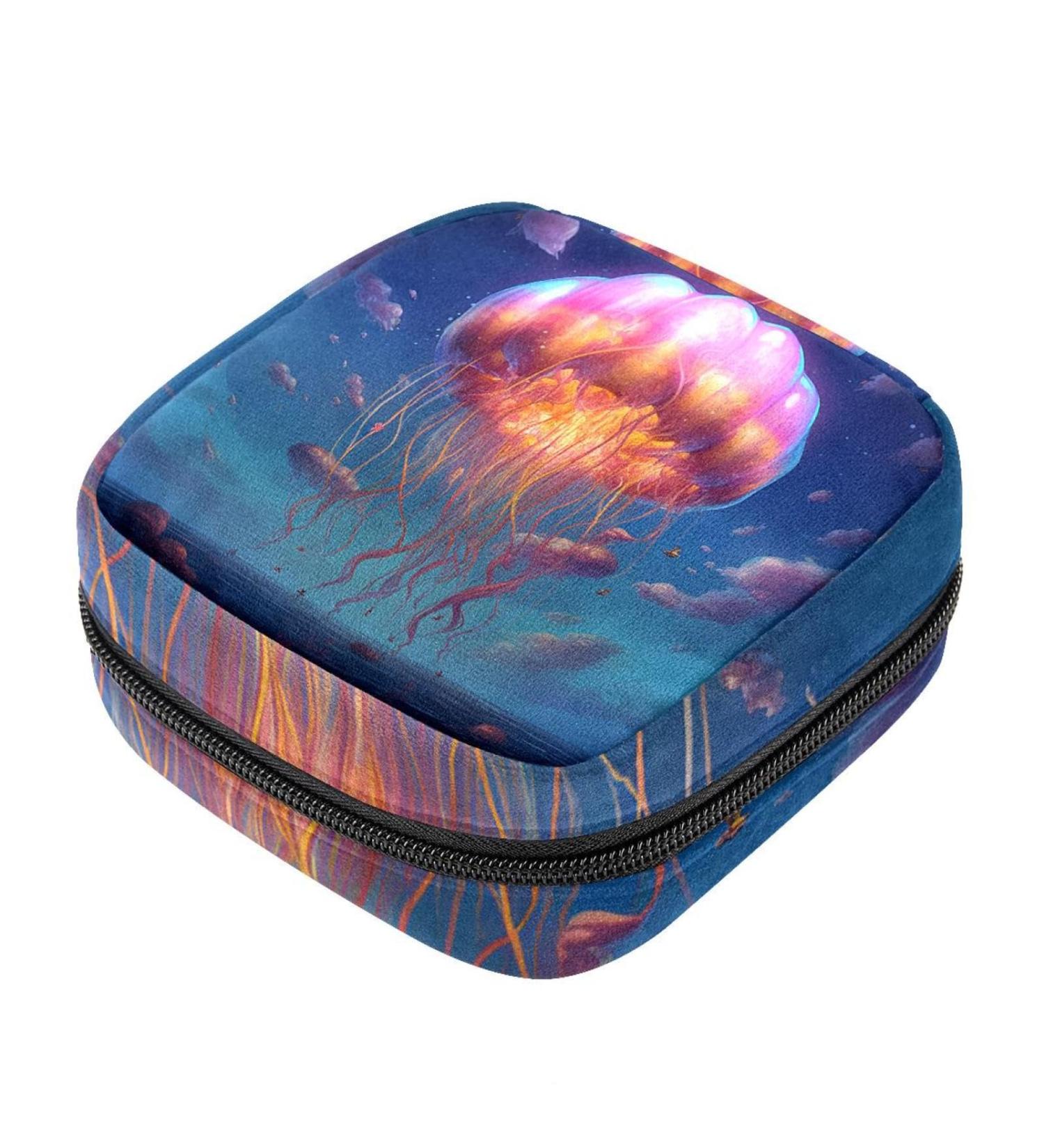 Jellyfish Sanitary Napkin Storage Bag Menstrual Pad Bag Portable Nylon Oxford Cloth Menstrual Cup Pouch with Zipper for Teen Girls Women Ladies Multicoloured 10 - Buy Online on GoSupps.com