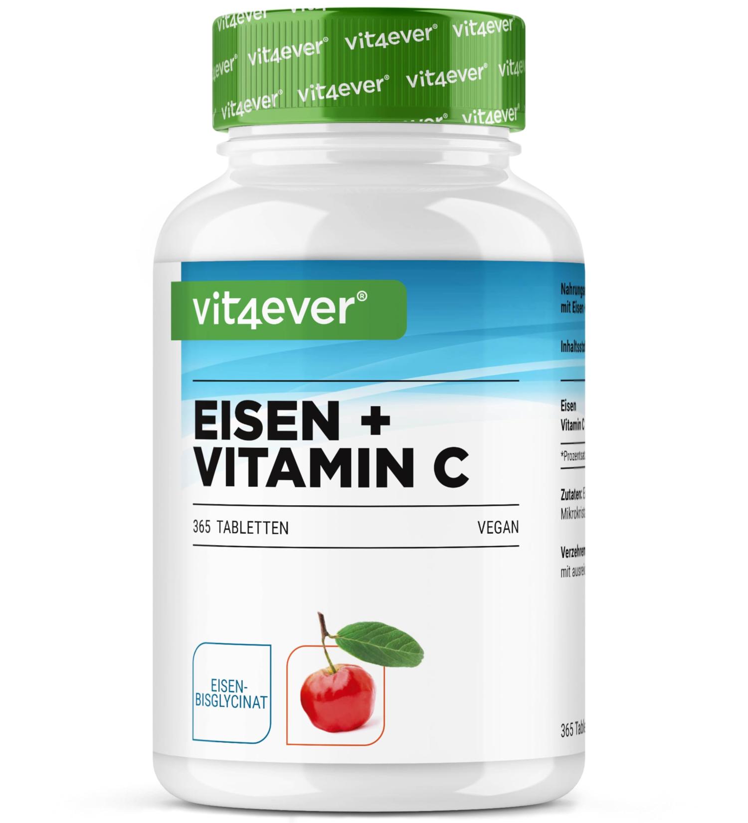 Iron - 365 tablets with 40 mg of pure iron + natural vitamin C - Premium raw material: iron bisglycinate - Buy Online on GoSupps.com