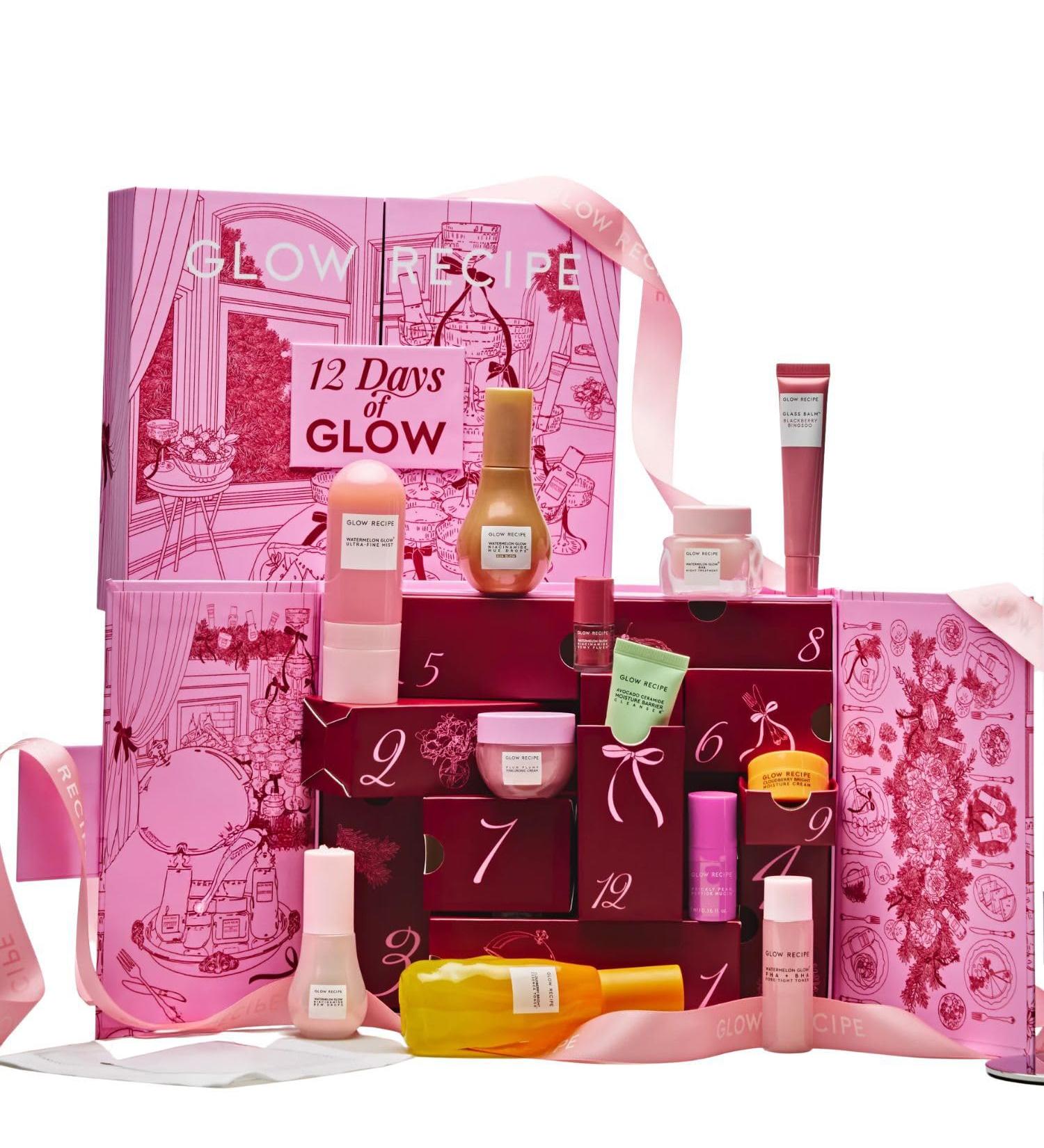Glow Recipe 12 Days of Glow Advent Calendar - Limited-Edition Skincare Gift Set with Full-Size Travel-Size & Mini Favorites for Hydration Radiance & Barrier Support - Buy Online on GoSupps.com