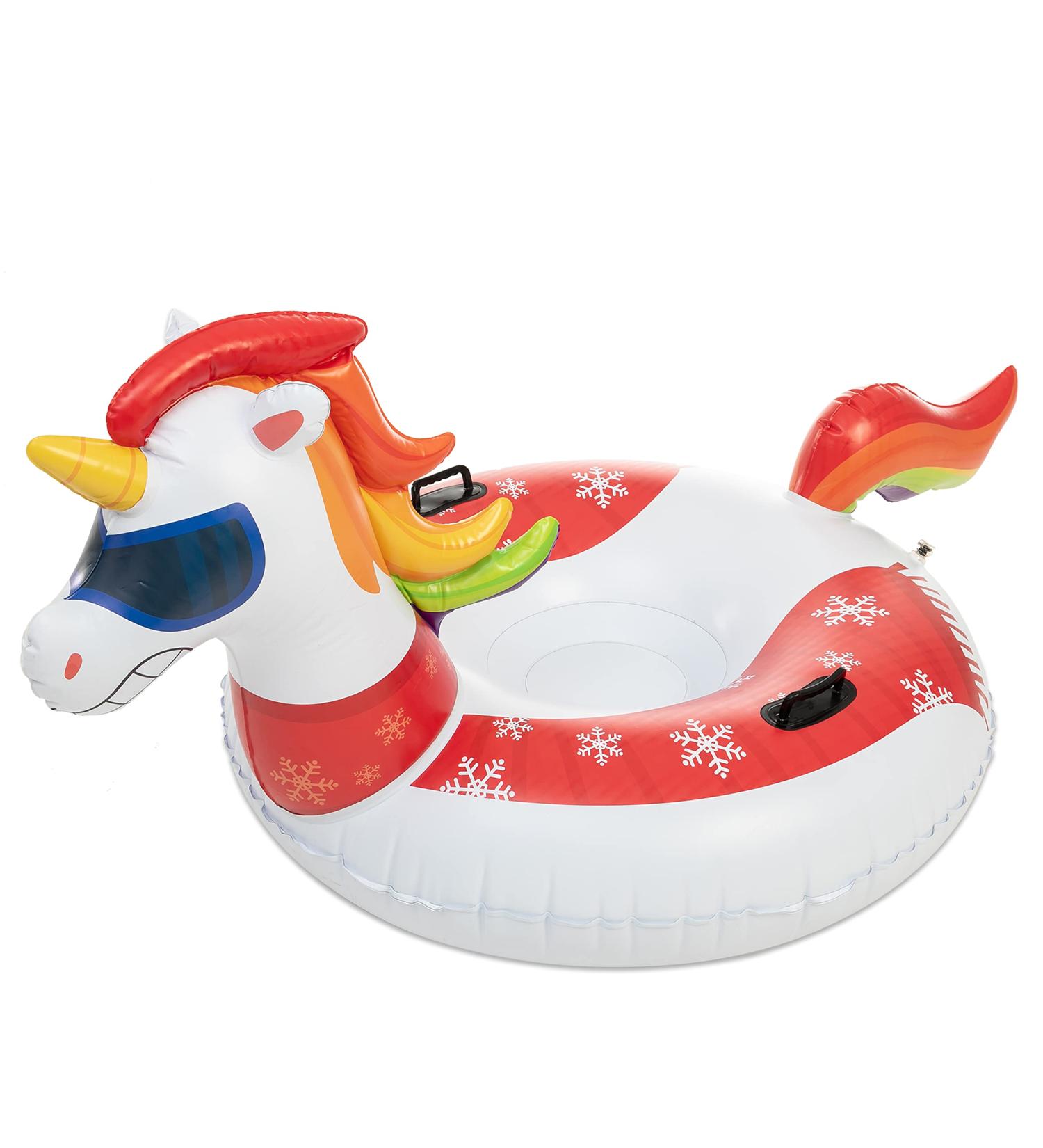JOYIN 47 Inflatable Snow Tube for Kids and Adults - Heavy-Duty Unicorn Snow Tube for Sledding - Ideal Winter Fun for Family Activities - Buy Online on GoSupps.com
