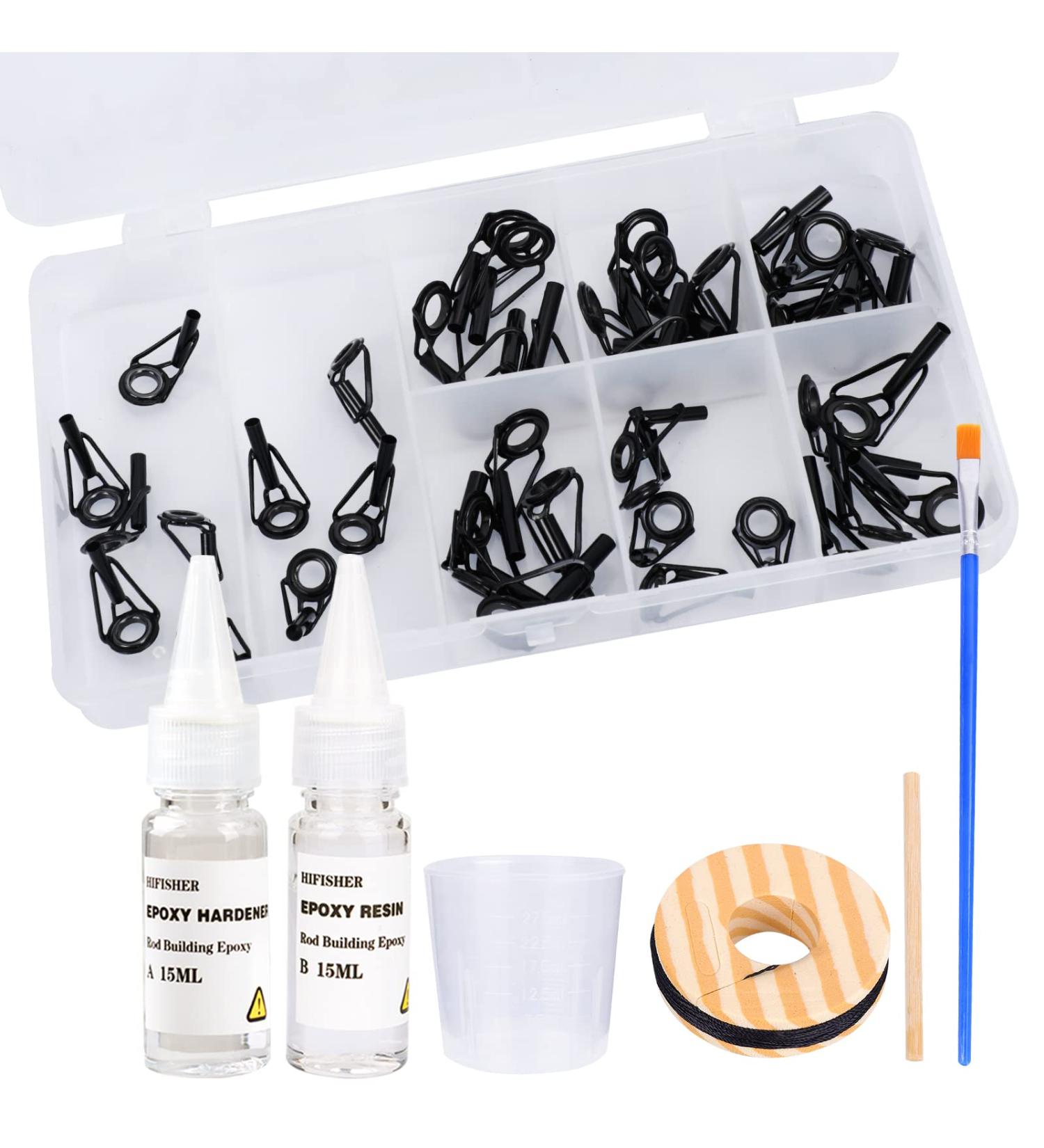 Hifisher Fishing Rod Tip Repair Kit - 40pcs Top Guides, Epoxy Resin, Stainless Steel Ceramic Ring Tips - Buy Online on GoSupps.com