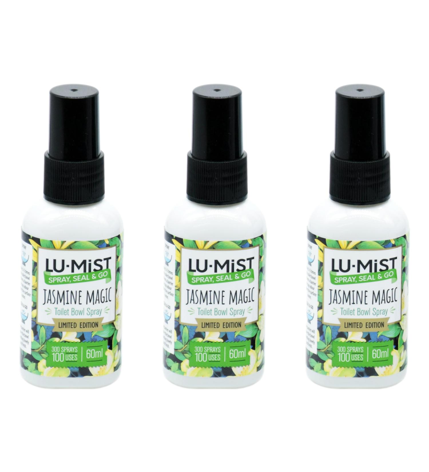 Lu-Mist 3x 60ml Limited Edition Toilet Bowl Spray - Pack of 3 - Jasmine Magic