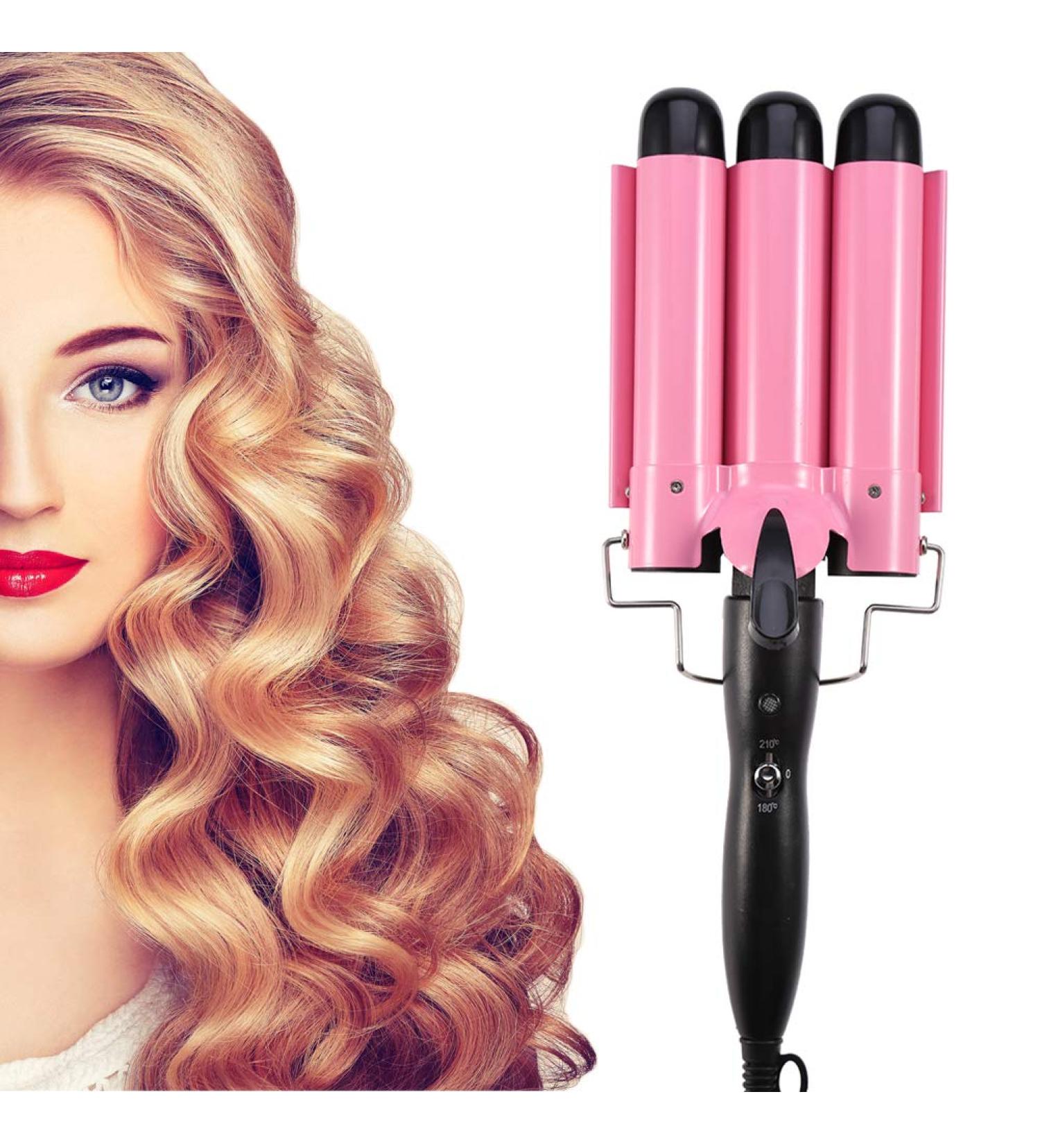 Buy ZJchao 32mm Hair Waver & Curling Wand - Fashionable Triple Pipe Hair Curler for DIY Beach Waves & Stylish Curls - Buy Online on GoSupps.com