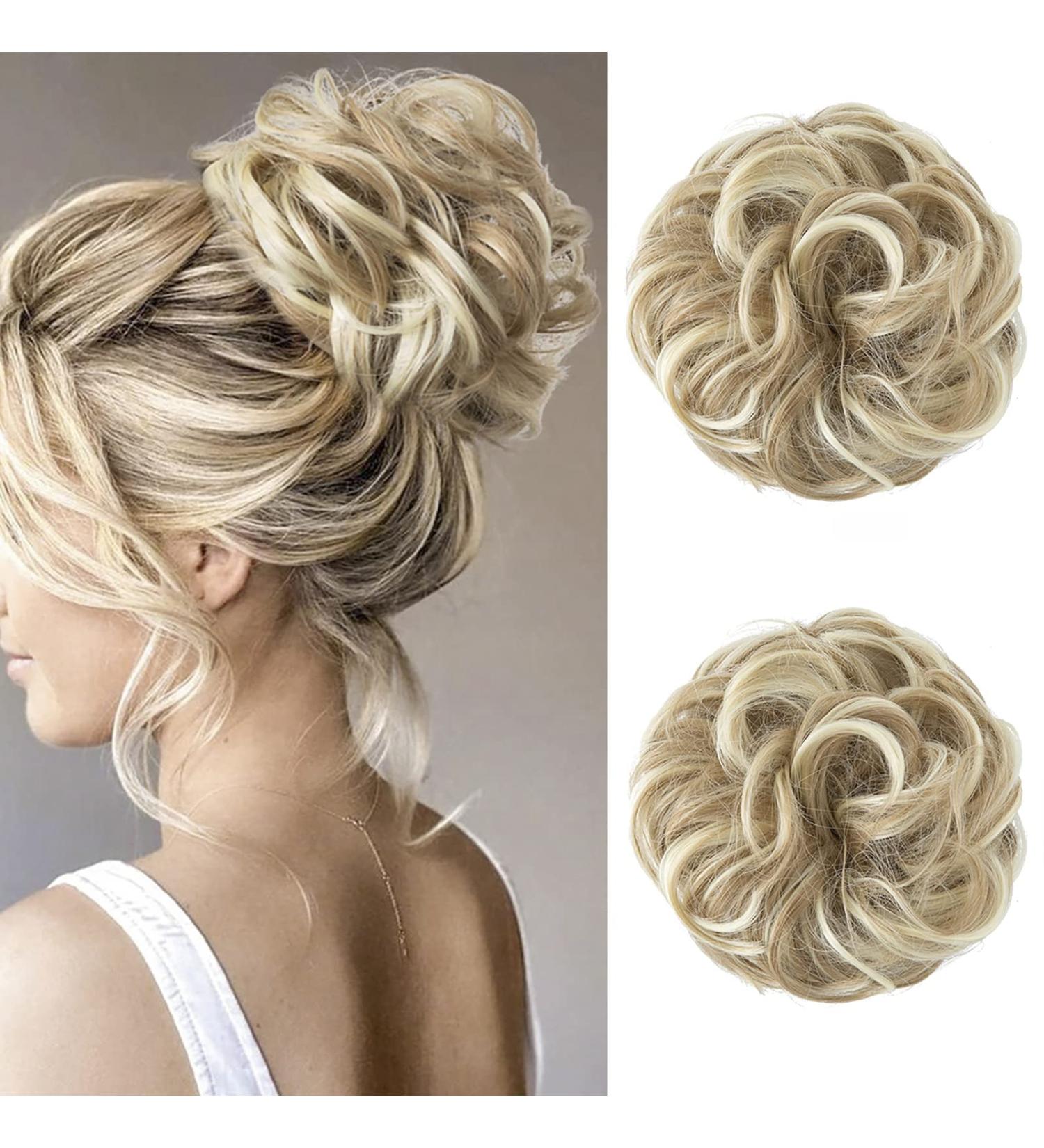 JJStar 2-Piece Hair Part with Rubber Band - Perfect for Dutt Updos Messy Buns & Ponytails | Hair Extensions for Women & Girls in Dirty Blonde - Buy Online on GoSupps.com