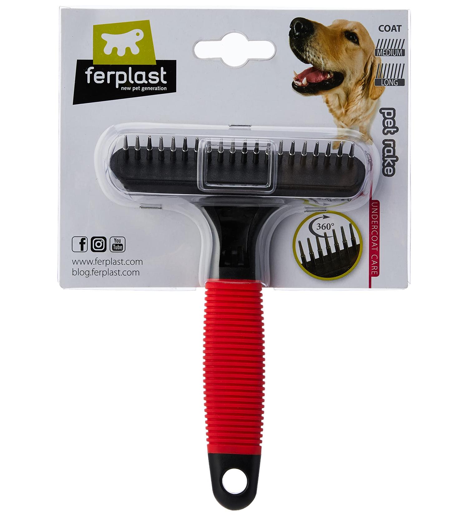 Ferplast Rechenkamm for Dogs - GRO 5872 Rotating Rounded Teeth Ideal for Medium & Long Hair 15.5 x 11 x 3.3 cm Black - 1 Piece - Buy Online on GoSupps.com
