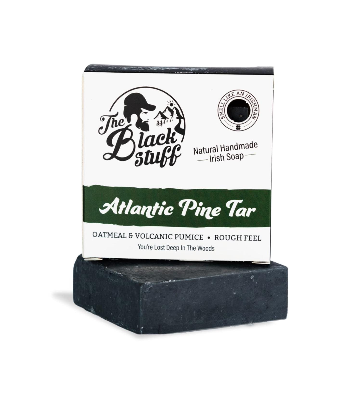 Pine Tar Soap for Men - Handmade Natural Bar Soap with Pine, Basil, Orange, Activated Charcoal & Volcanic Pumice - Buy Online on GoSupps.com