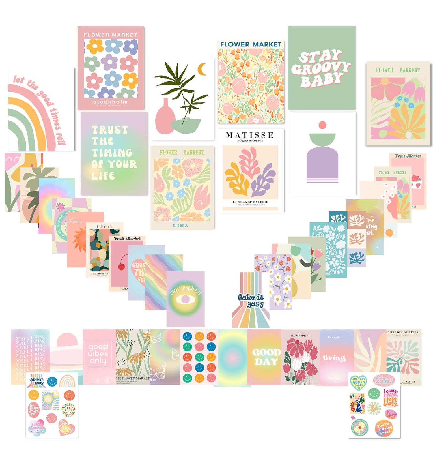 MeleBase 70PC Danish Pastel Room Decor Wall Collage Kit | Aesthetic Teen Girls Posters 8x10 & 4x6 inches - Buy Online on GoSupps.com