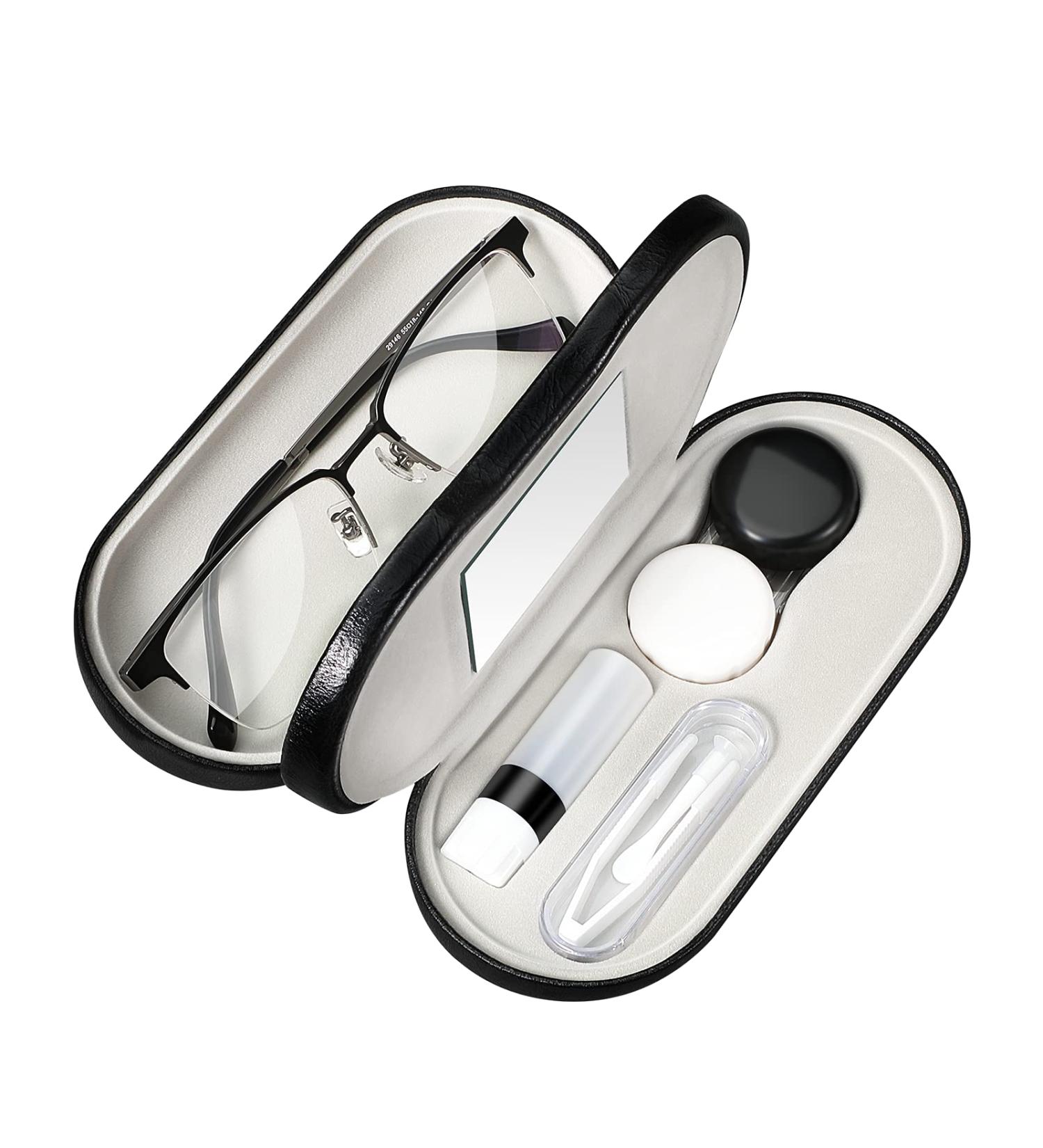 KENOBEE 2 in 1 Eyeglasses and Contact Lens Case with Mirror & Tweezers - Portable Double Sided Holder for Men & Women - Buy Online on GoSupps.com