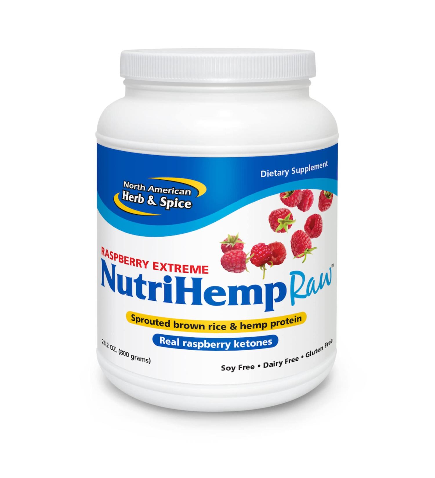 NORTH AMERICAN HERB & SPICE NutriHemp Raw Raspberry Extreme 28.2 oz - Vegan Non-GMO Protein Powder with Ketone-Rich Raspberry - 28 Servings - Buy Online on GoSupps.com