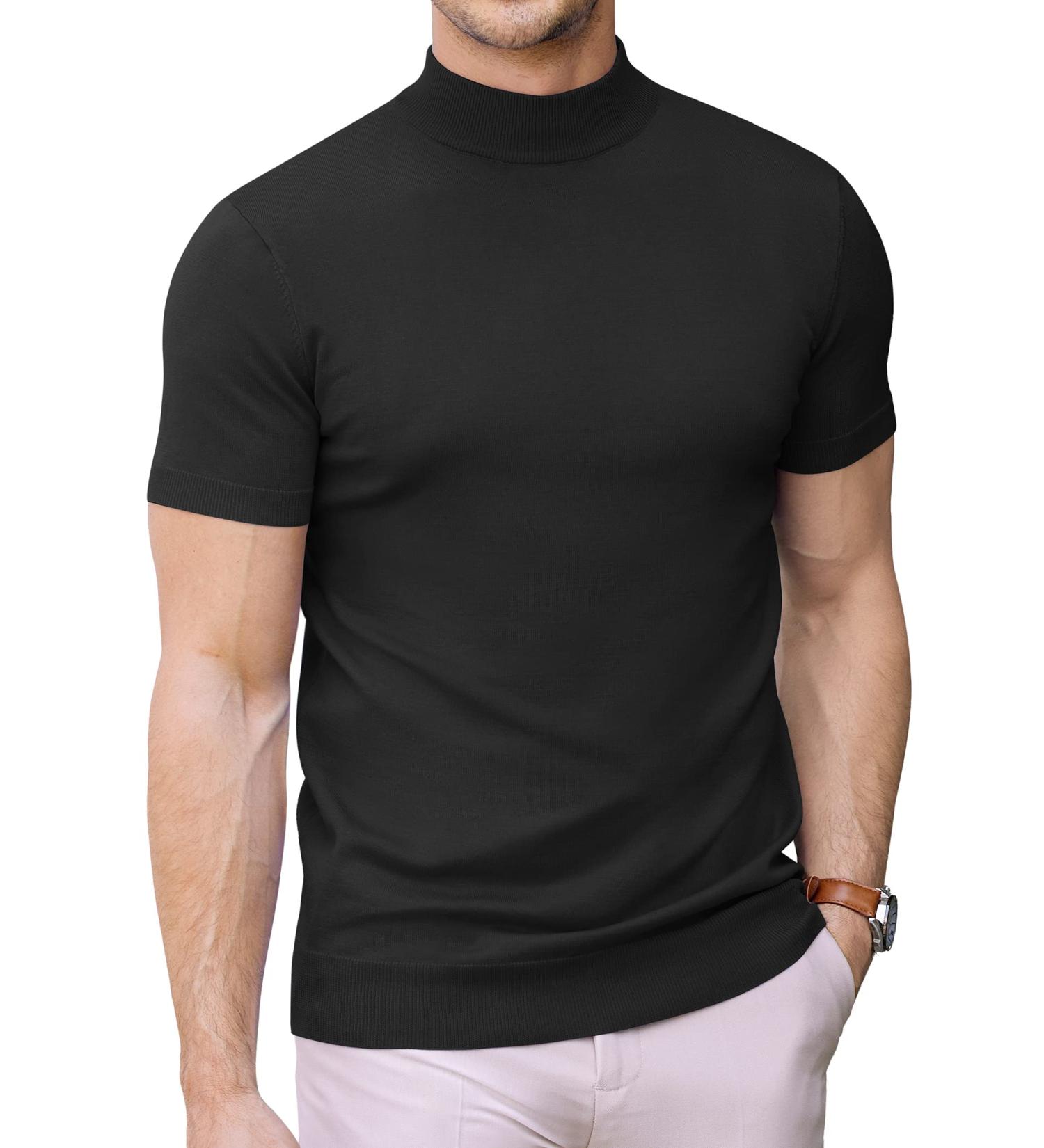 COOFANDY Men's Mock Turtleneck Short Sleeve Sweater - Black X-Large - Buy Online on GoSupps.com