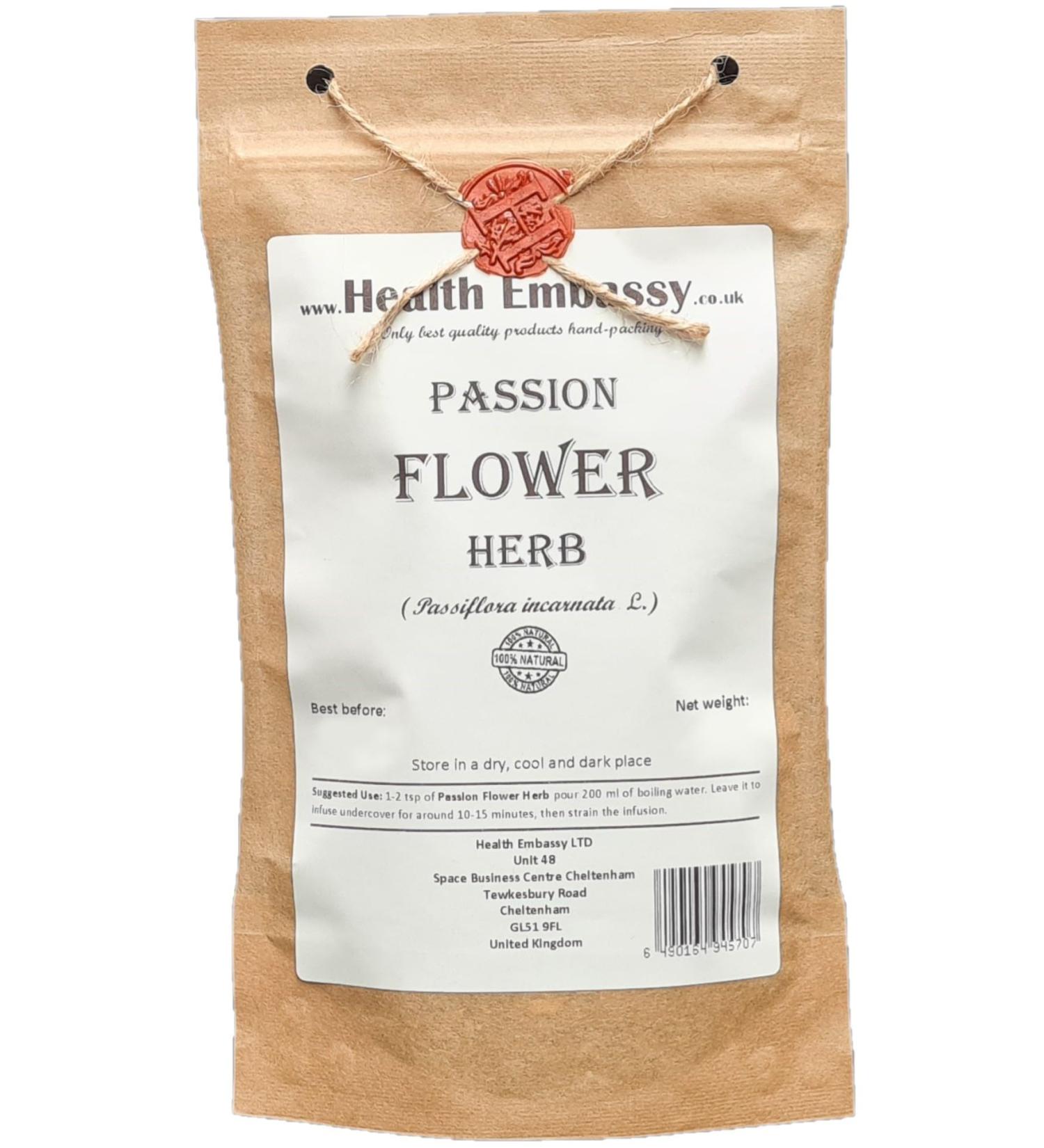 Health Embassy Herbe de la Passiflore Tisane | Passiflora incarnata | Passion Flower Herb Tea (100g) - Buy Online on GoSupps.com