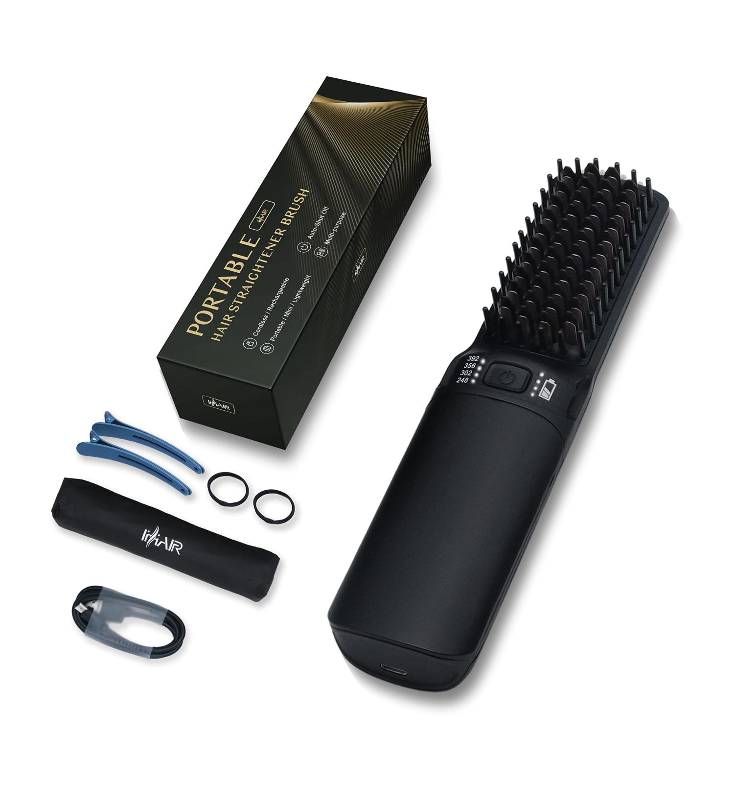 Hot Hair Straightener Brush - Portable Mini 2 in 1 USB Rechargeable Comb with Anti-Scald Feature for Men & Women - 6400mAh - Ideal for Travel - Buy Online on GoSupps.com