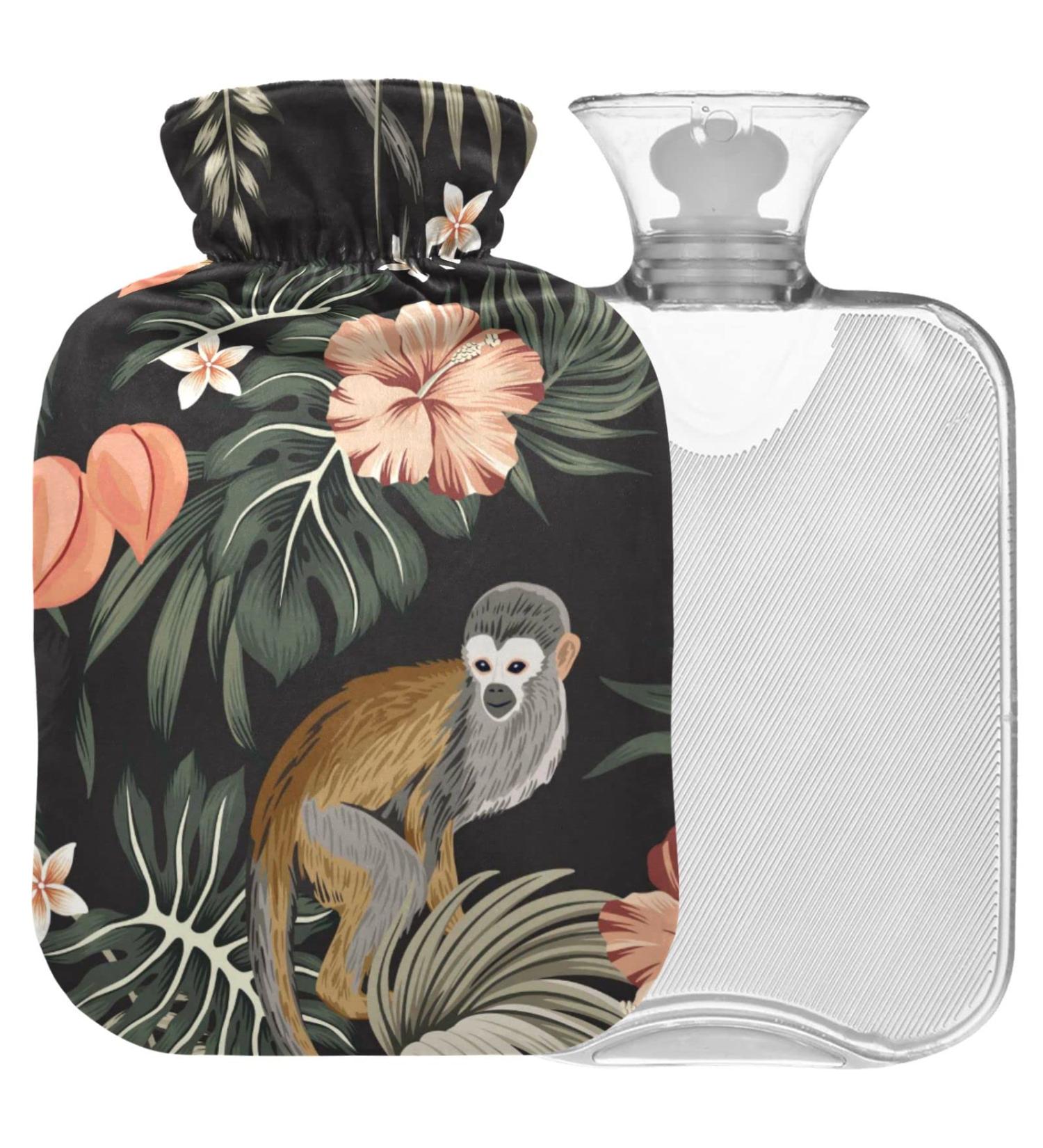 Naanle Hawaii Flower Monkey Hot Water Bottle - 1L Transparent Cover | Heat & Cold Therapy for Pain Relief - Buy Online on GoSupps.com