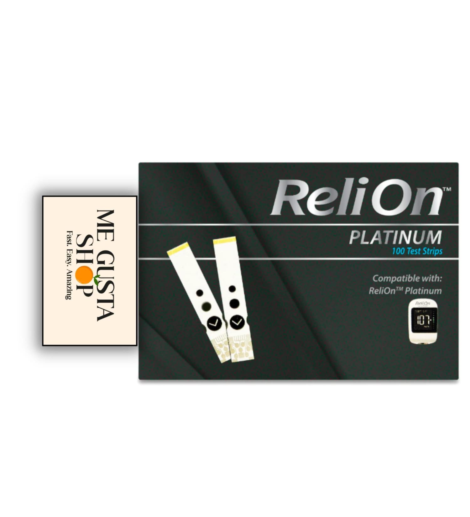 ReliOn Platinum Blood Glucose Test Strips 100 Count + Me Gustas Stickers - Buy Online on GoSupps.com