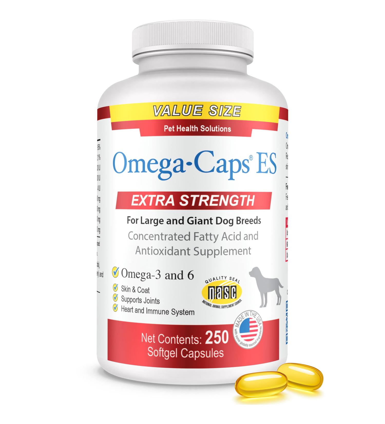 Omega-Caps ES for Large & Giant Dogs (250 Caps) 250 soft gels - Buy Online on GoSupps.com