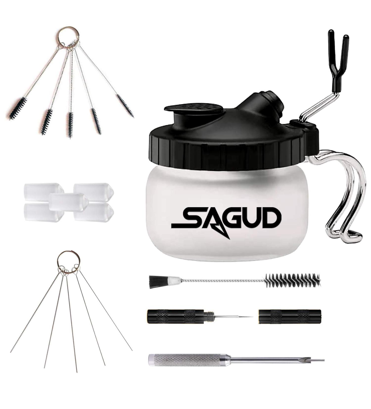 SAGUD 19-Piece Airbrush Cleaning Kit with Glass Cleaning Pot and Accessories - Buy Online on GoSupps.com