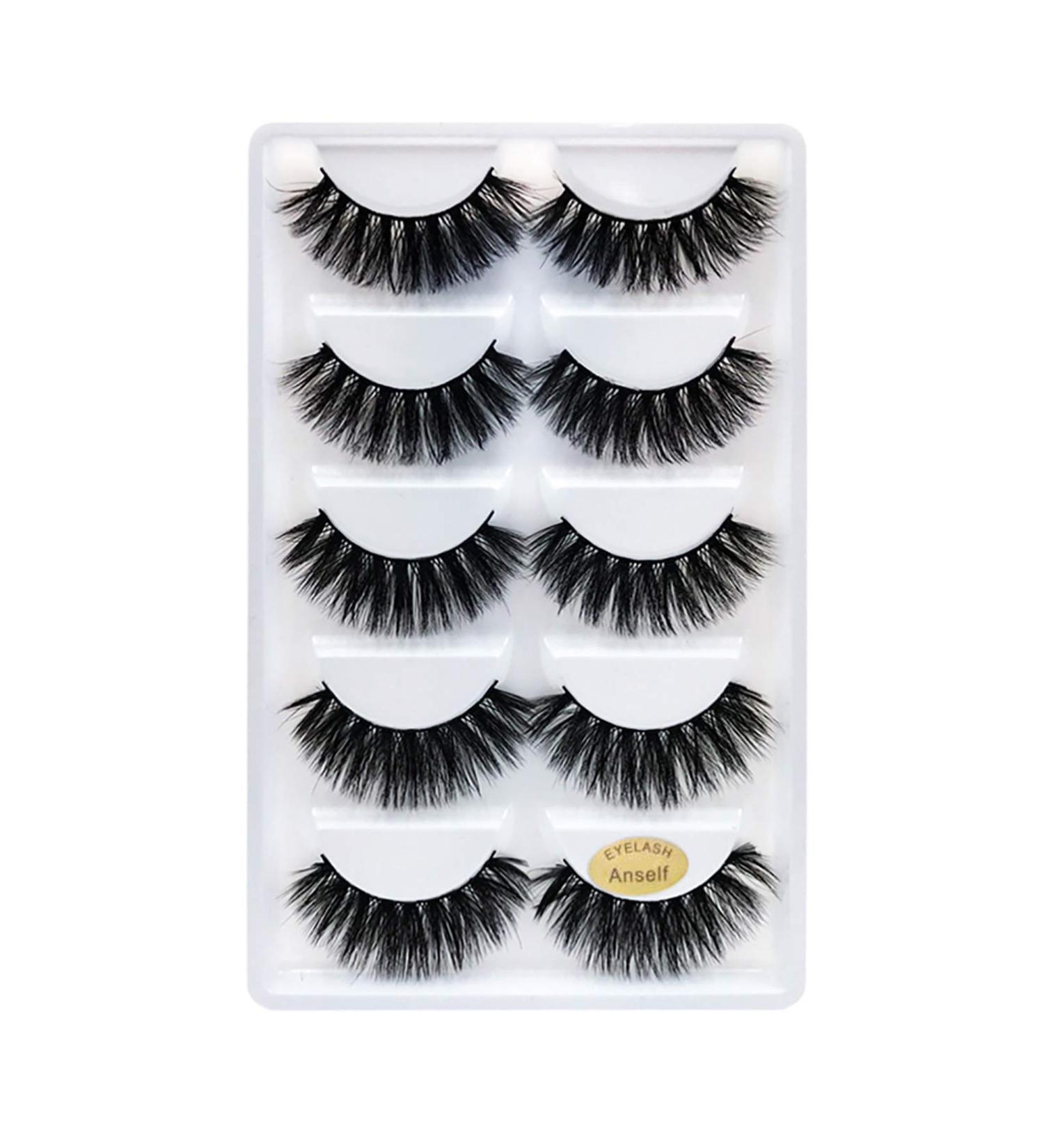 Buy 5 Pairs of Long Thick 3D Imitated Water Mane Eyelashes - Handmade & Reusable for Cosplay - Invisible Band - Black - Buy Online on GoSupps.com