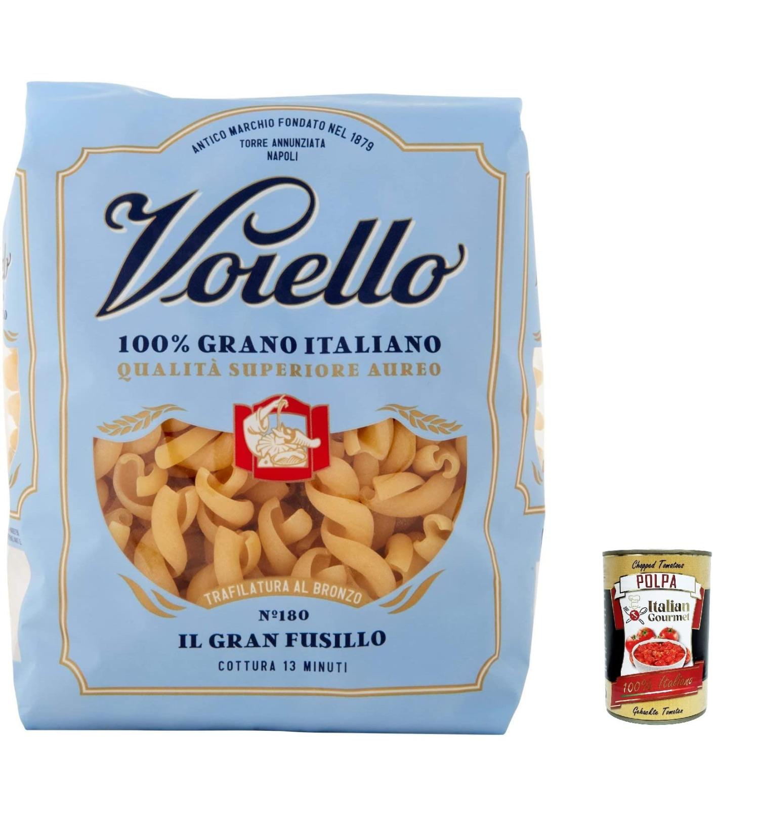  Italian Gourmet E.R. Voiello Pasta Gran Fusilli Pack of 20 100% Italian pasta N180 500 g + Polpa Italian Gourmet 400 g - Buy Online on GoSupps.com