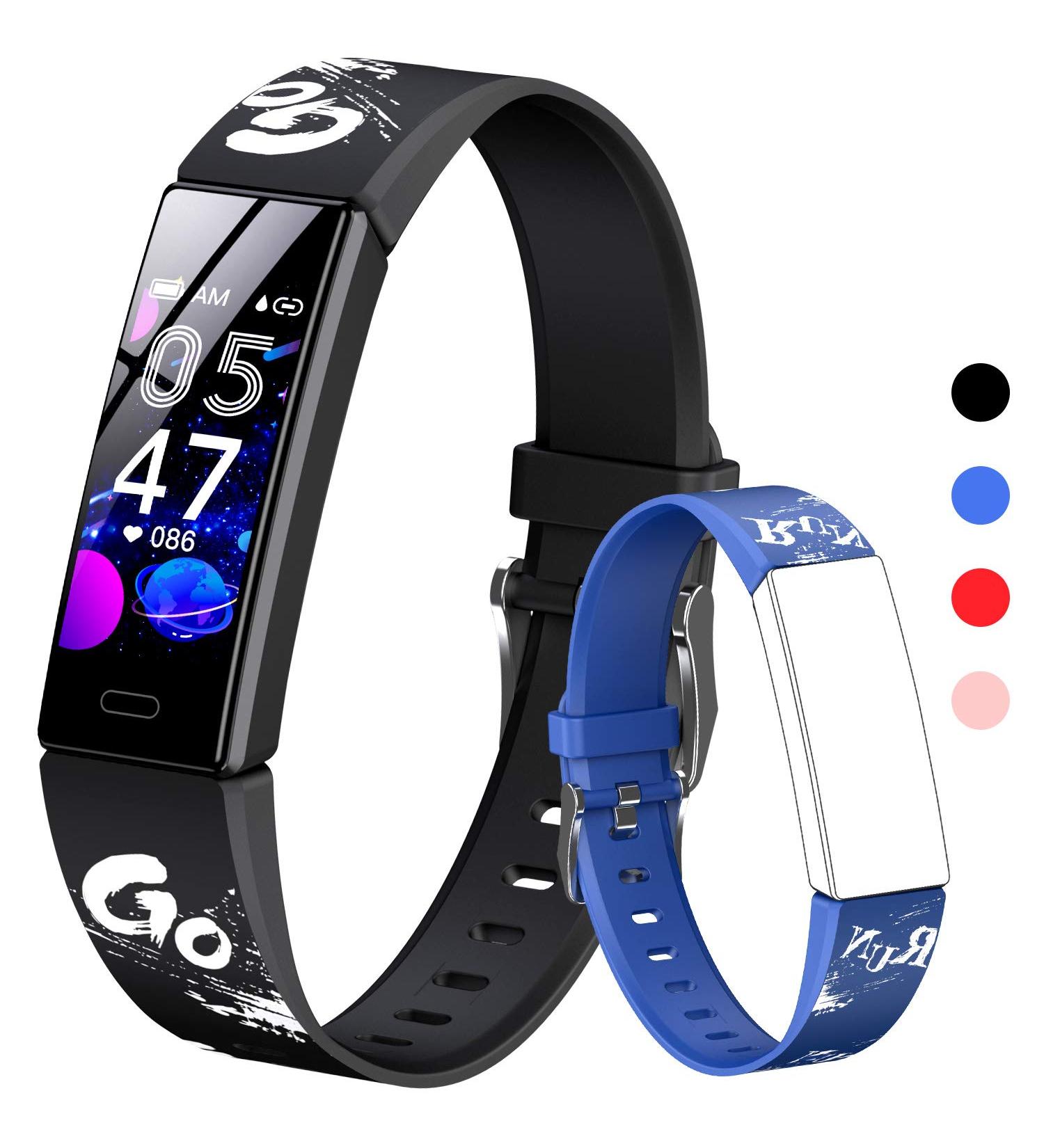 Hofit Kids Fitness Tracker Watch - Pedometer Heart Rate Monitor & Sleep Tracker IP68 Waterproof 2 Bracelets Ideal Gift for Boys & Girls - Black - Buy Online on GoSupps.com