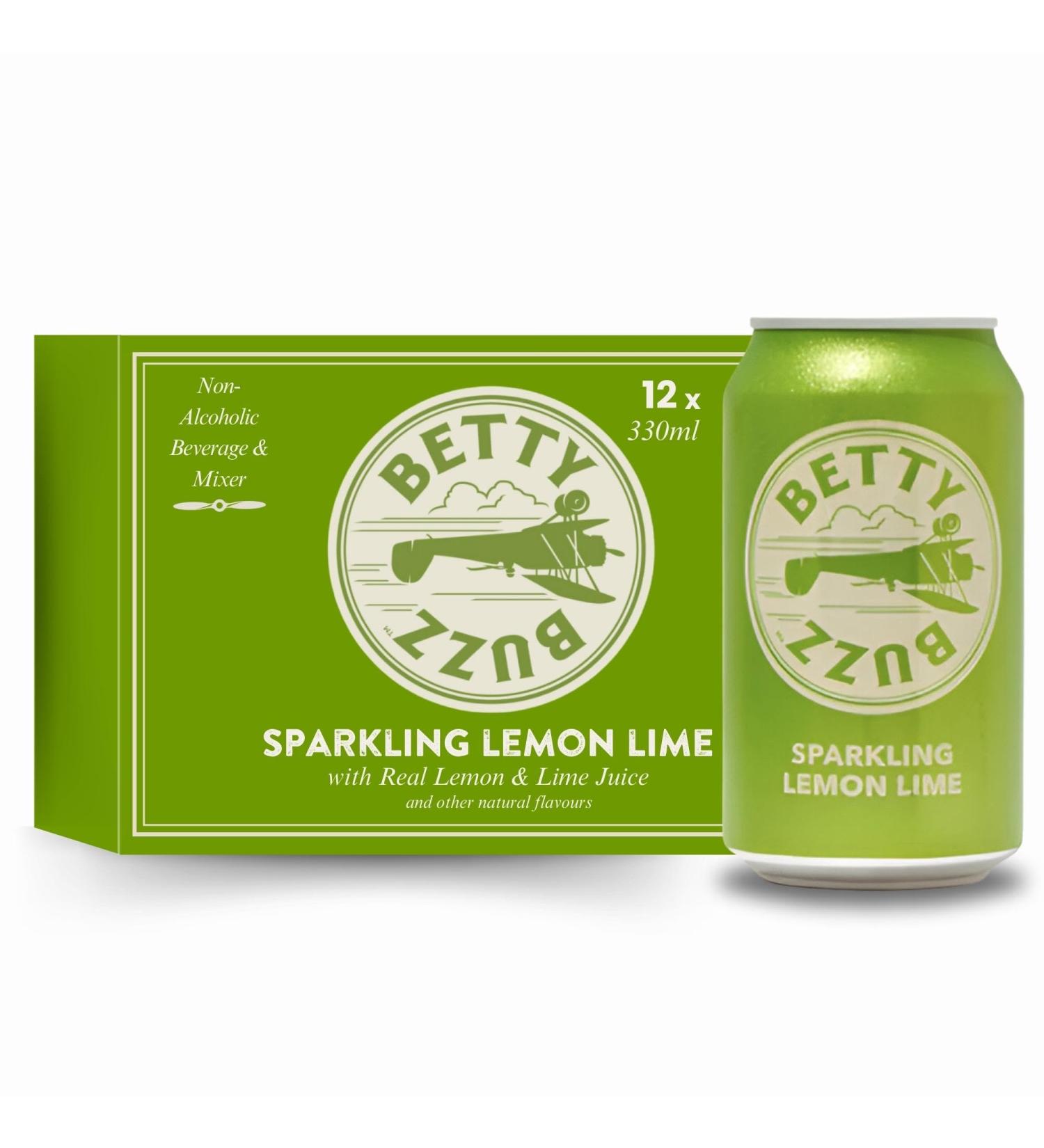 Betty Buzz Sparkling Lemon Lime Soda by Blake Lively | Natural Flavours | 12 x 330ml Cans - Buy Online on GoSupps.com
