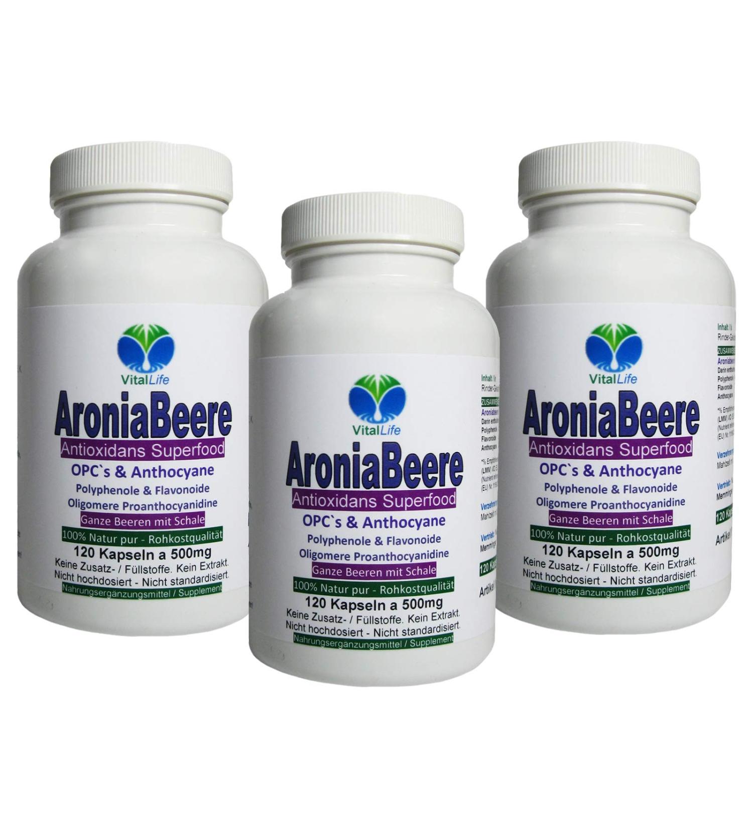 Aroniabeans OPC + Antioxidants + Vitamins C E K | Immune Support | Pure Nature No Additives - 360 Capsules (3x120) - Germany - Buy Online on GoSupps.com
