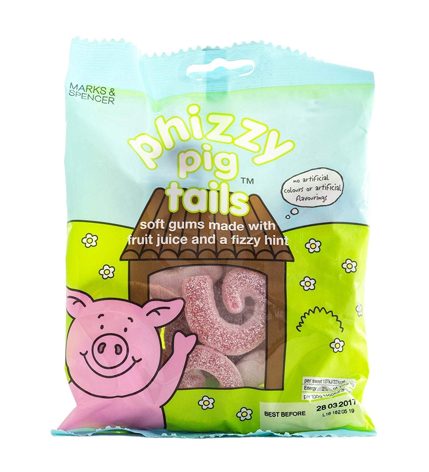 Marks & Spencer Percy Pig Phizzy Pig Tails 170g | Vegetarian Sweets