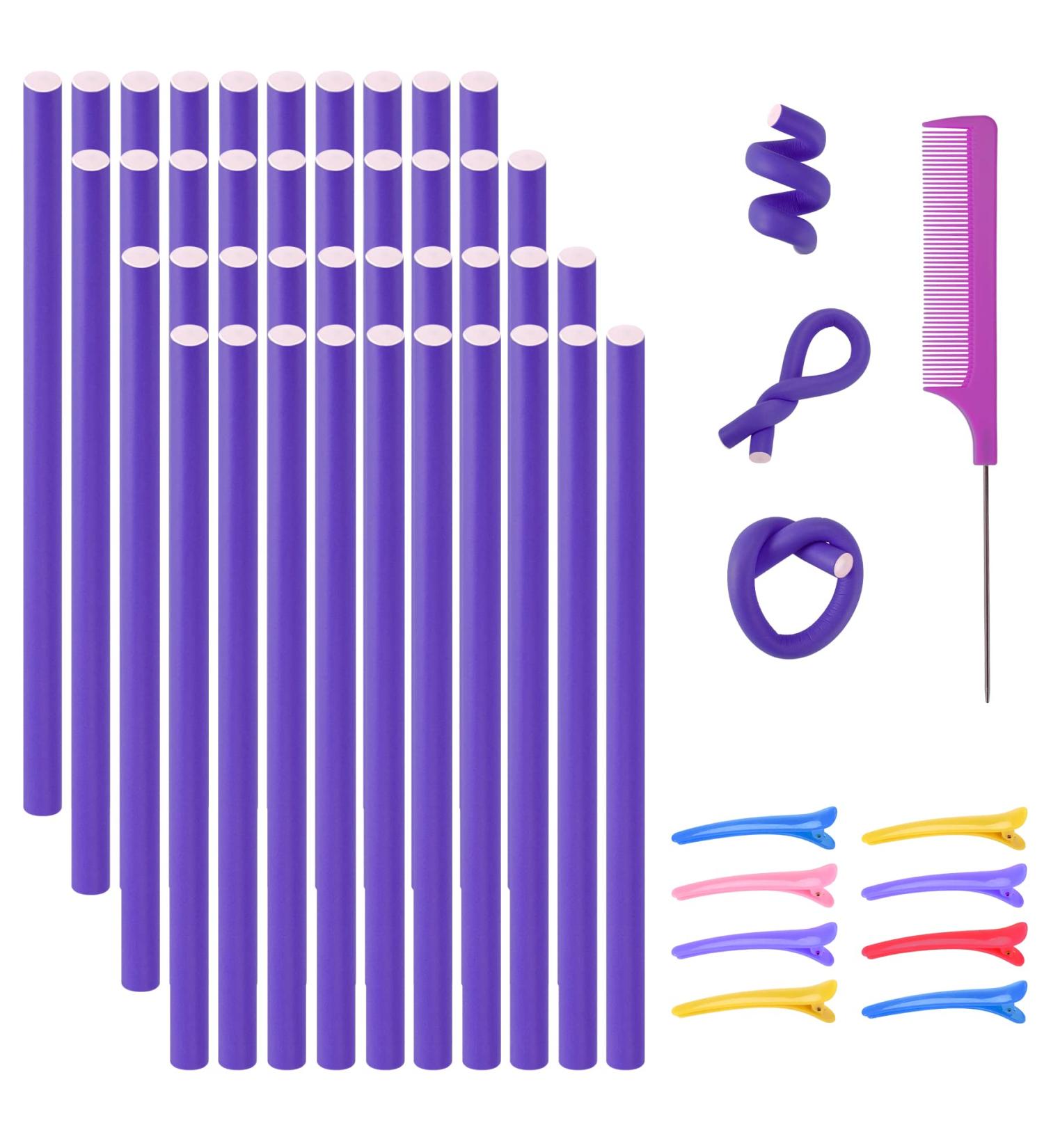 40 Flexible Papilotten Curly Hair Winders - Heat-Free Foam Curlers for All Hair Lengths (Violet) - Buy Online on GoSupps.com