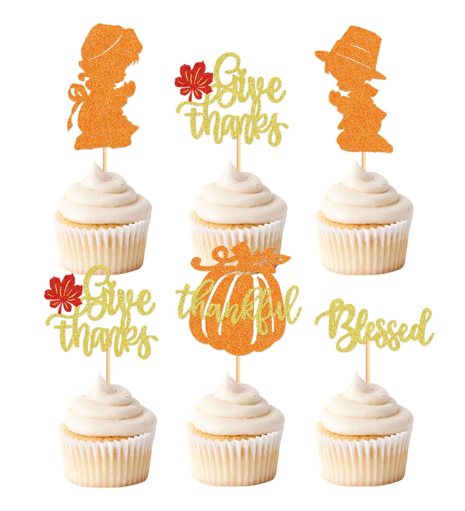 Keaziu 25 Pack Happy Thanksgiving Cupcake Toppers Give Thanks Cupcake Picks For Thanksgiving Theme Cake Decorations Birthday Party Thankful Dinner Supplies Bless - Buy Online on GoSupps.com