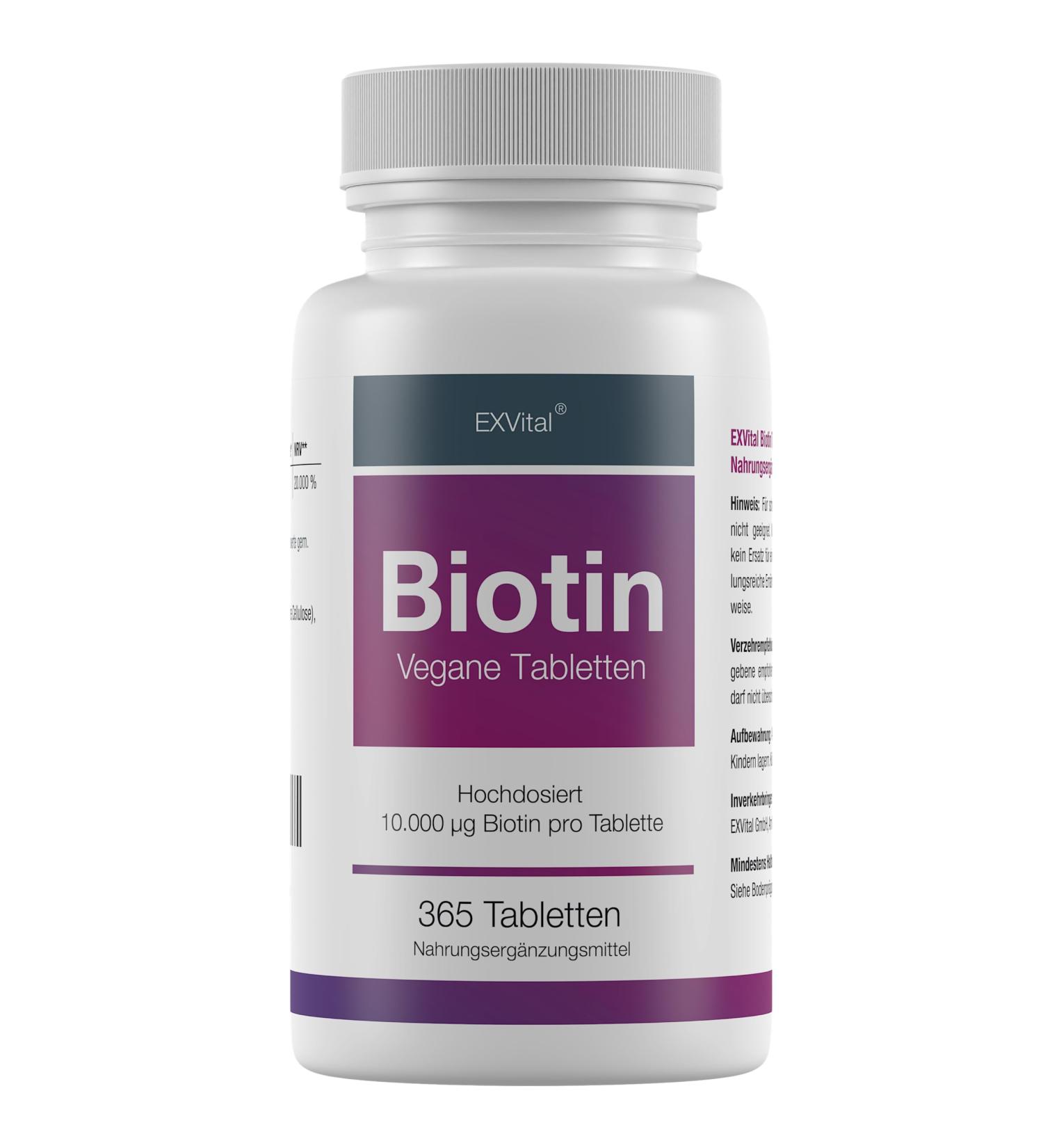Biotin 10 000 g f r Haare Haut & N gel - EXVital | Hohe Dosis 365 Tabletten Deutsche Premiumqualit t - Buy Online on GoSupps.com