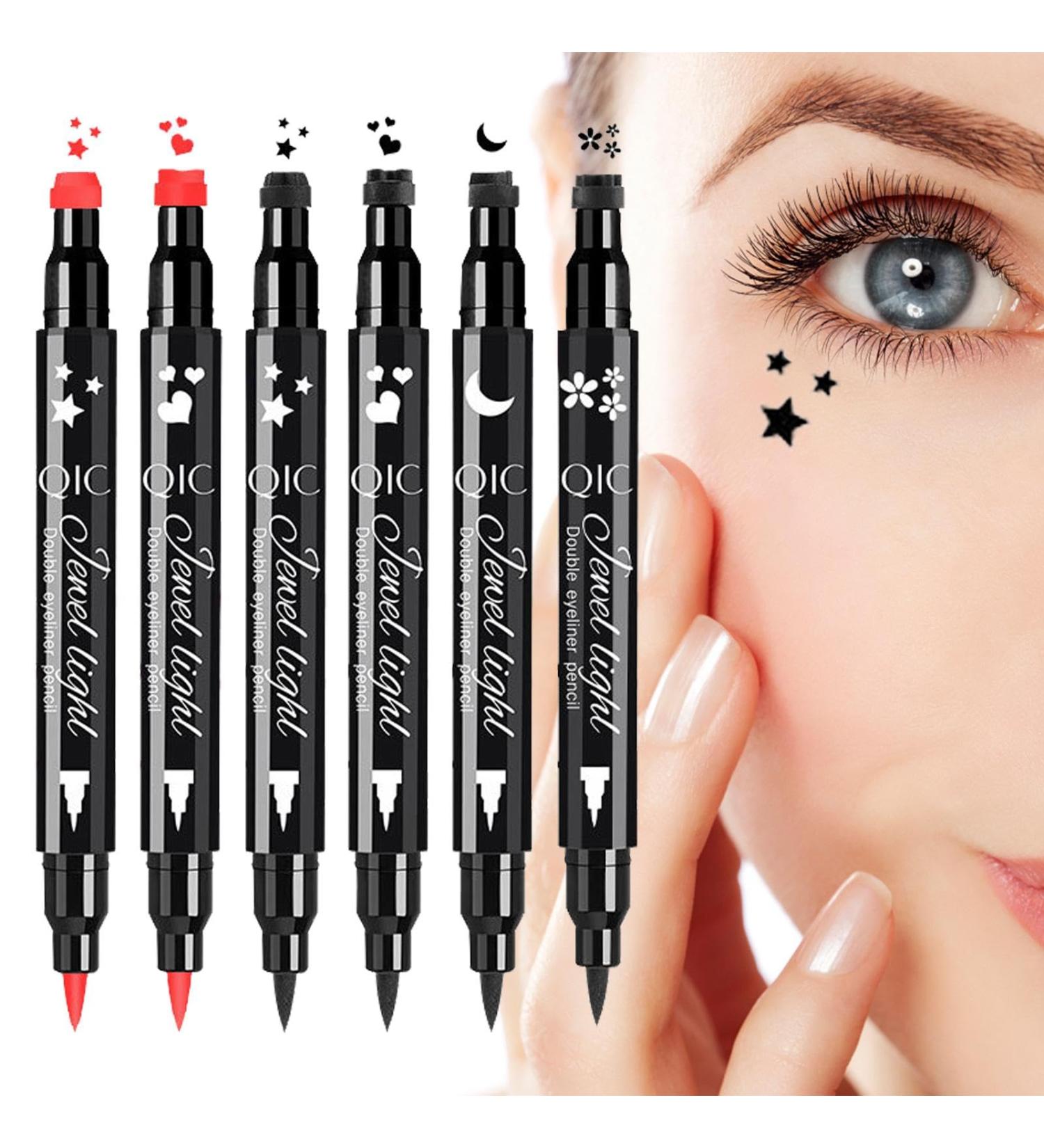 Eye Liner Liquid Liner Black Eye Liner Liquid Pencil Eye Liners | Double-Headed Eye Liner Pen Long-Lasting Liquid Liner with Eye Makeup Stencil Cat Eye Winged Eye Liner - Buy Online on GoSupps.com
