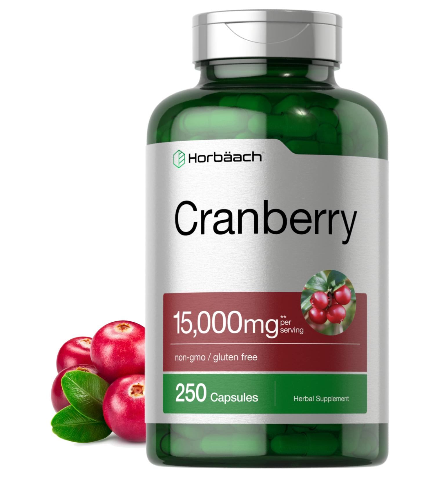 Cranberry + Vitamin C 15,000mg 250 Capsules | Non-GMO Gluten Free Supplement by Horbaach - Buy Online on GoSupps.com