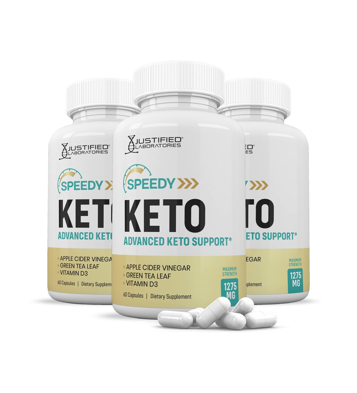Justified Laboratories (3 Pack) Speedy Keto ACV Pills 1275MG Formulated with Apple Cider Vinegar Keto Support Blend Alternative to Gummies 180 Capsules - Buy Online on GoSupps.com