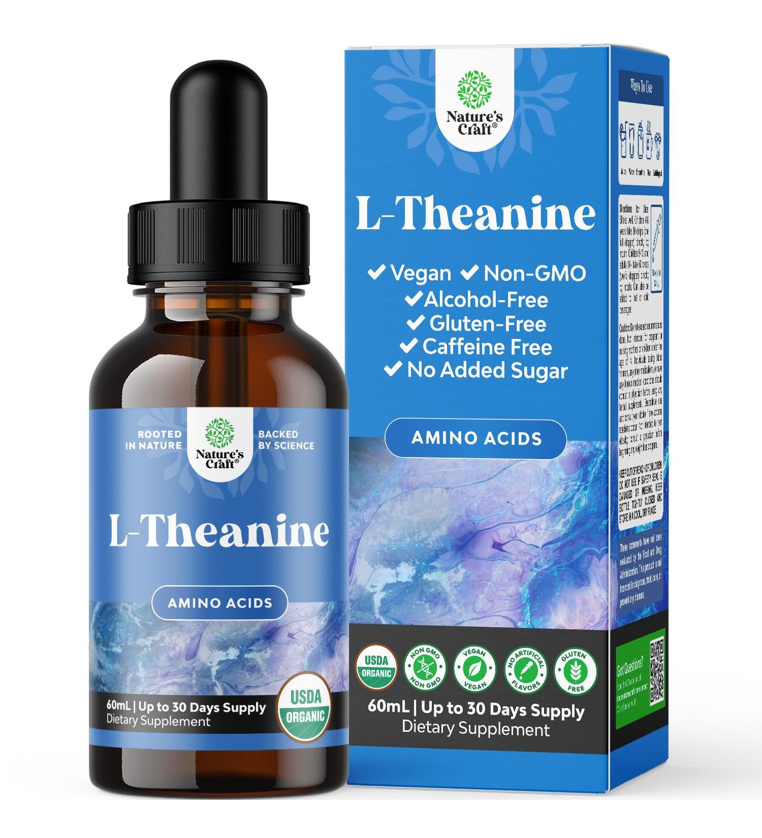 High Absorption Organic L-Theanine Liquid Drops - Nootropic Focus Supplement with L Theanine 200mg Per Serving and Chamomile Extract Supplement for Adults and Kids Relaxation and Focus - 2oz 2 Fl Oz (Pack of 1) - Buy Online on GoSupps.com