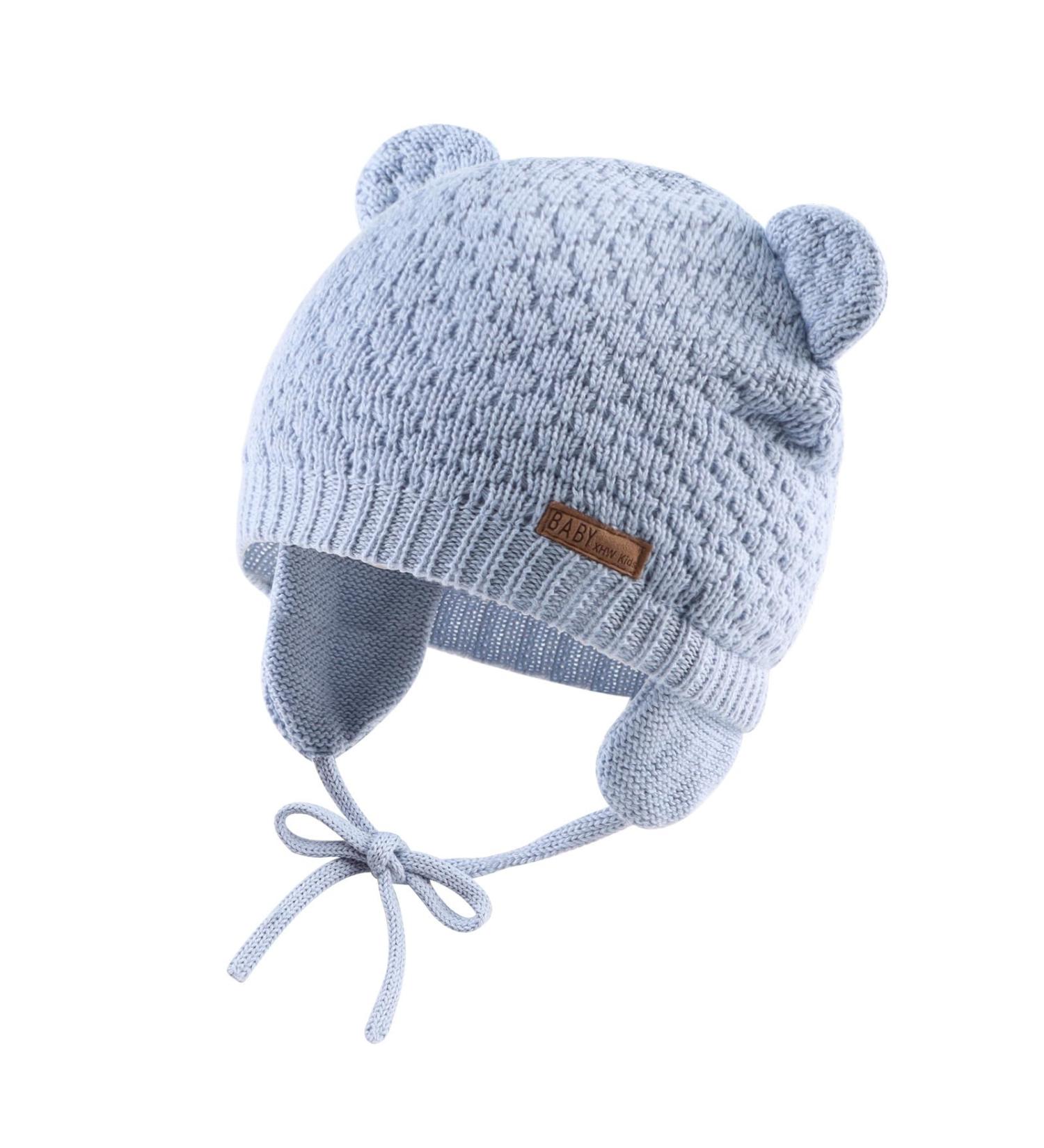 XIAOHAWANG Baby Earflap Beanie Hat | Soft Knit Bear Infant Toddler Hat 18m-3yr | Sky Blue - Buy Online on GoSupps.com