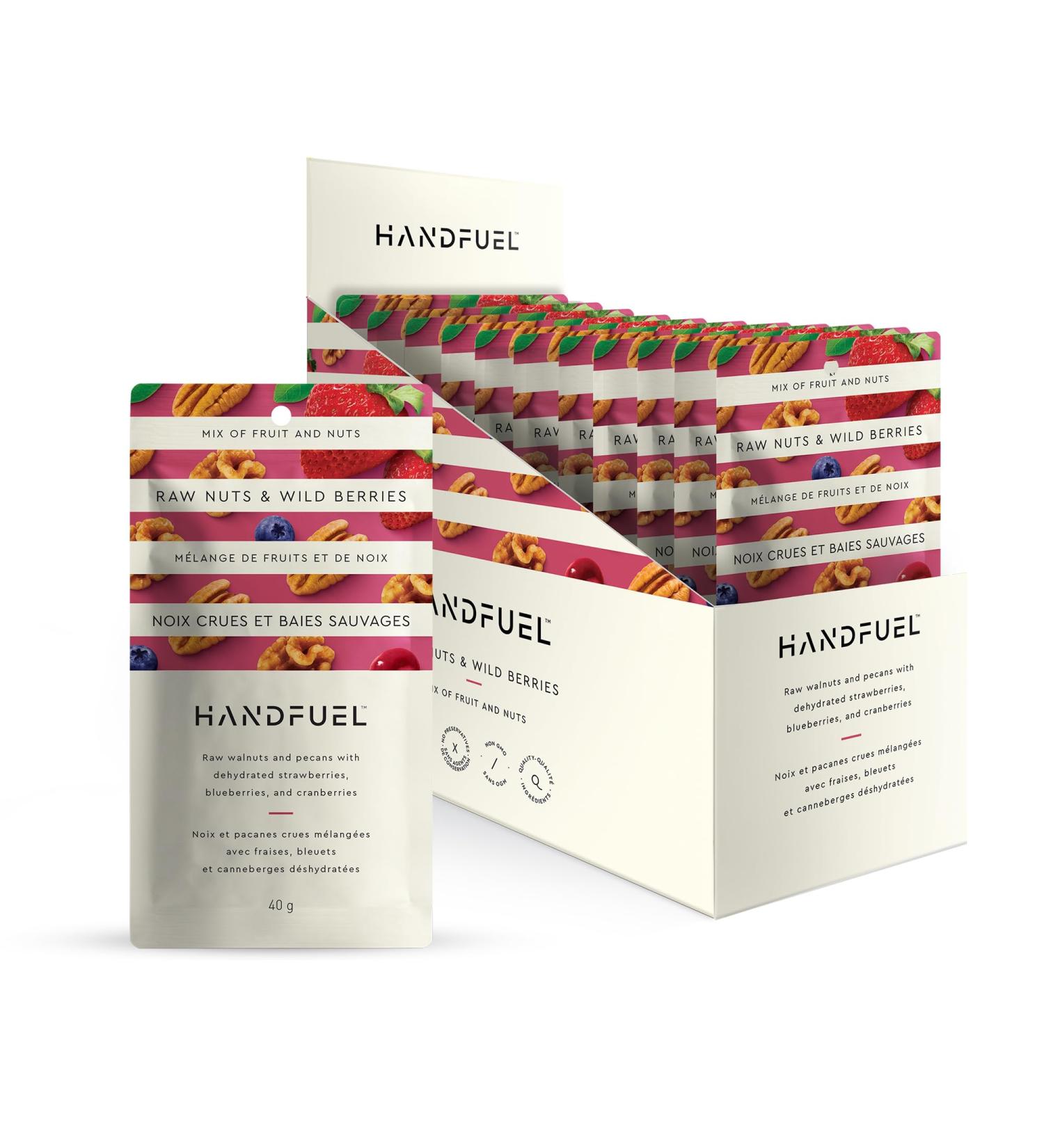 Handfuel Raw Nuts and Wild Berries Mixed Nuts Candied Pecans Raw Walnuts and Dried Fruit 3g of Protein Non-GMO Vegan Friendly Plant Based Flavoured Nuts Gluten Free - 40g Per Pouch (12 Count) Nuts and Wild Berries 12 g (Pack of 1) - Buy Online on GoSupps.com
