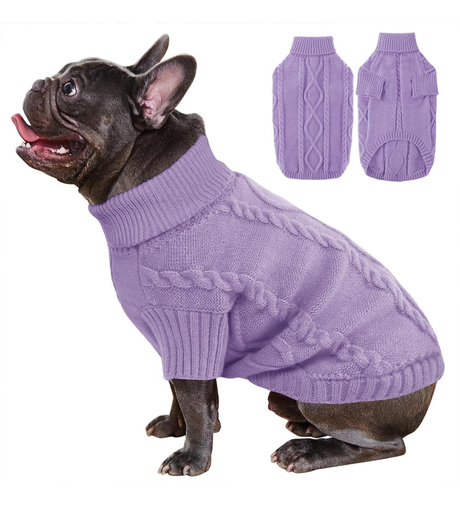 Alagirls Winter Dog & Cat Sweater | Turtleneck Warm Clothing for Small & Medium Pets | Purple Lila - Buy Online on GoSupps.com