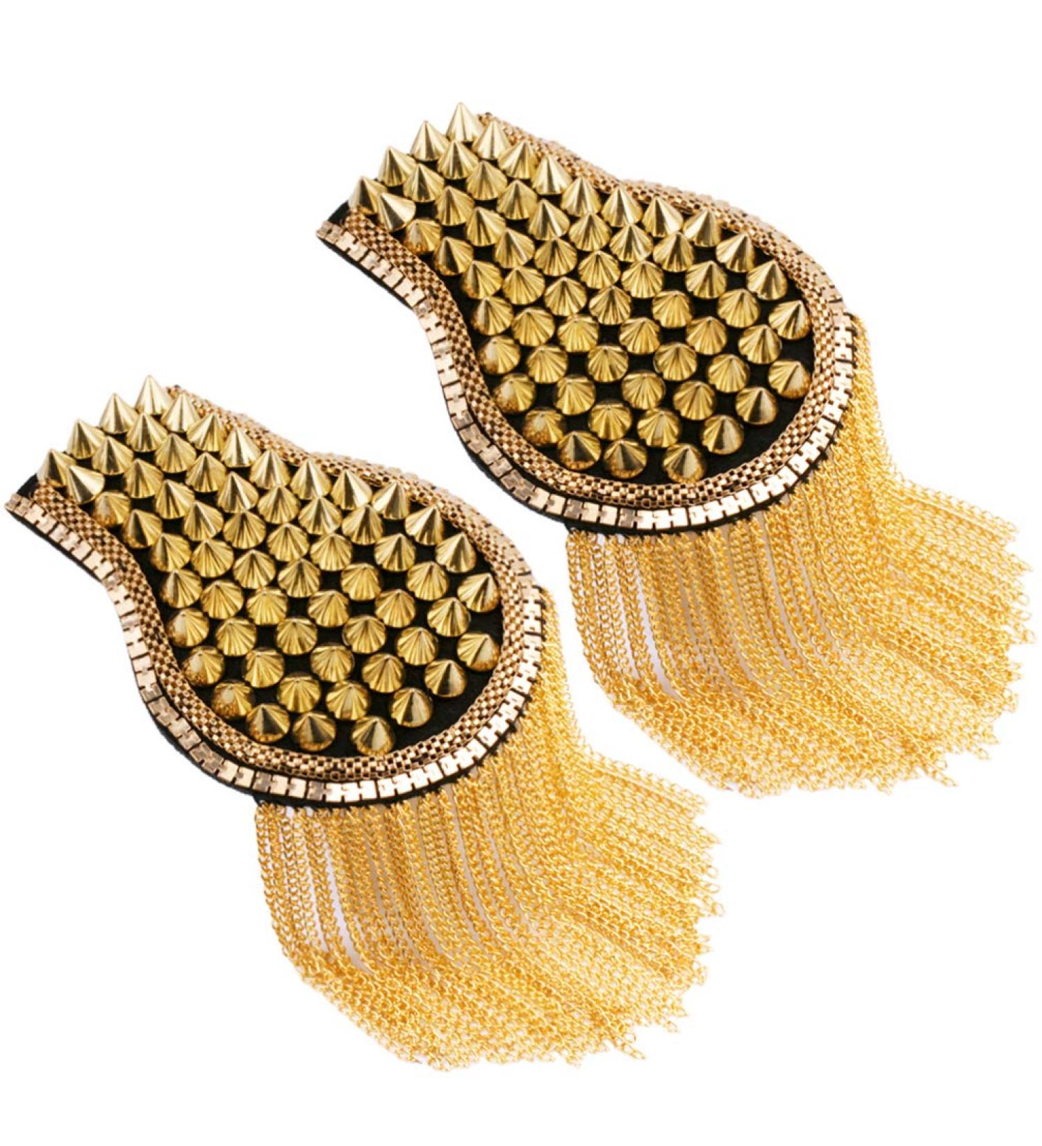 Men's Dress Jacket with Shoulder Epaulet & Golden Tassel - Stylish Blazer for New Year Costume - Unisex Punk Fringe Epaulets - Buy Online on GoSupps.com