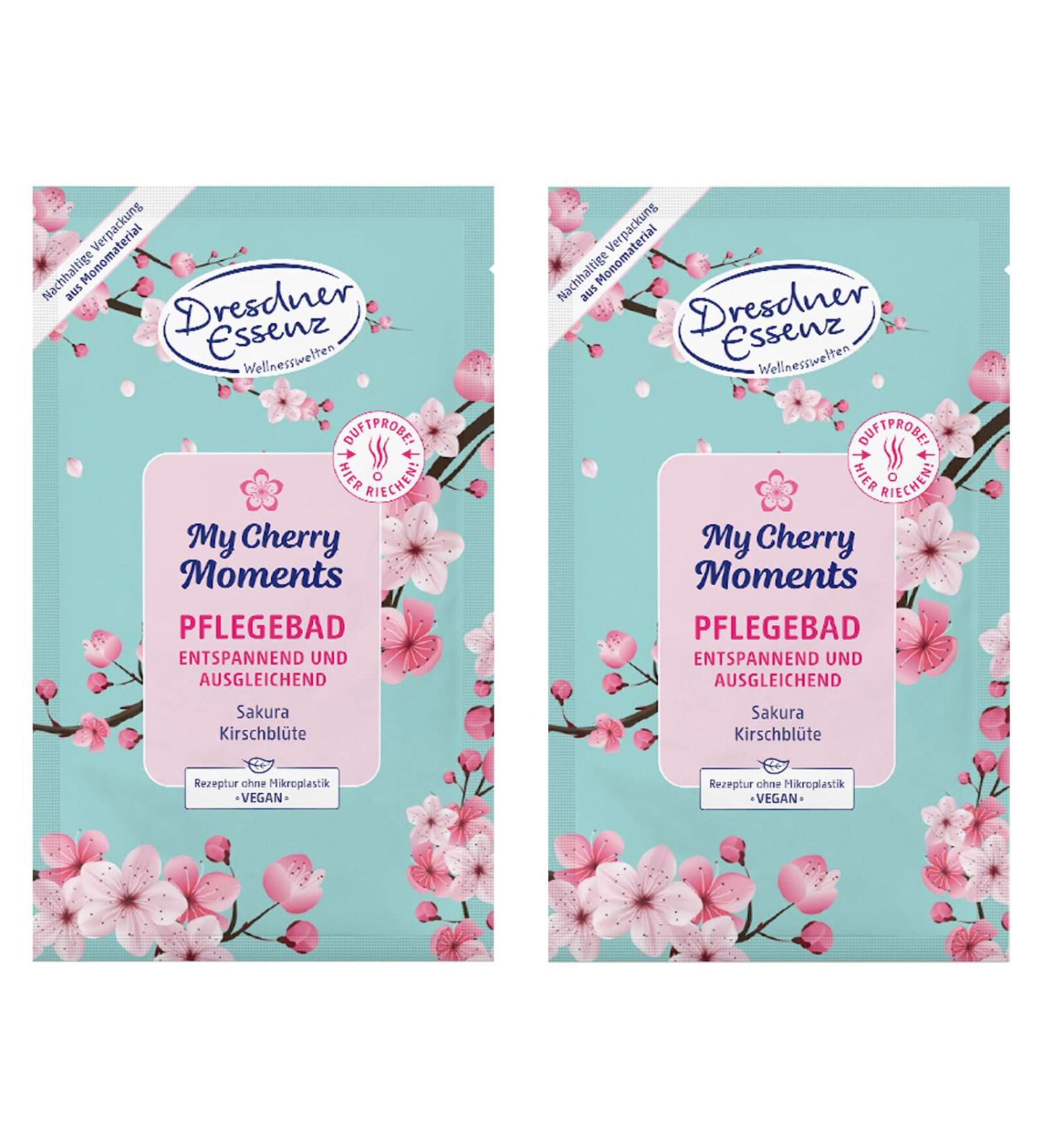 Pack of 2 Dresdner Essenz Bath Care My Cherry Moments 2 x 60 g Bath Additive Vegan