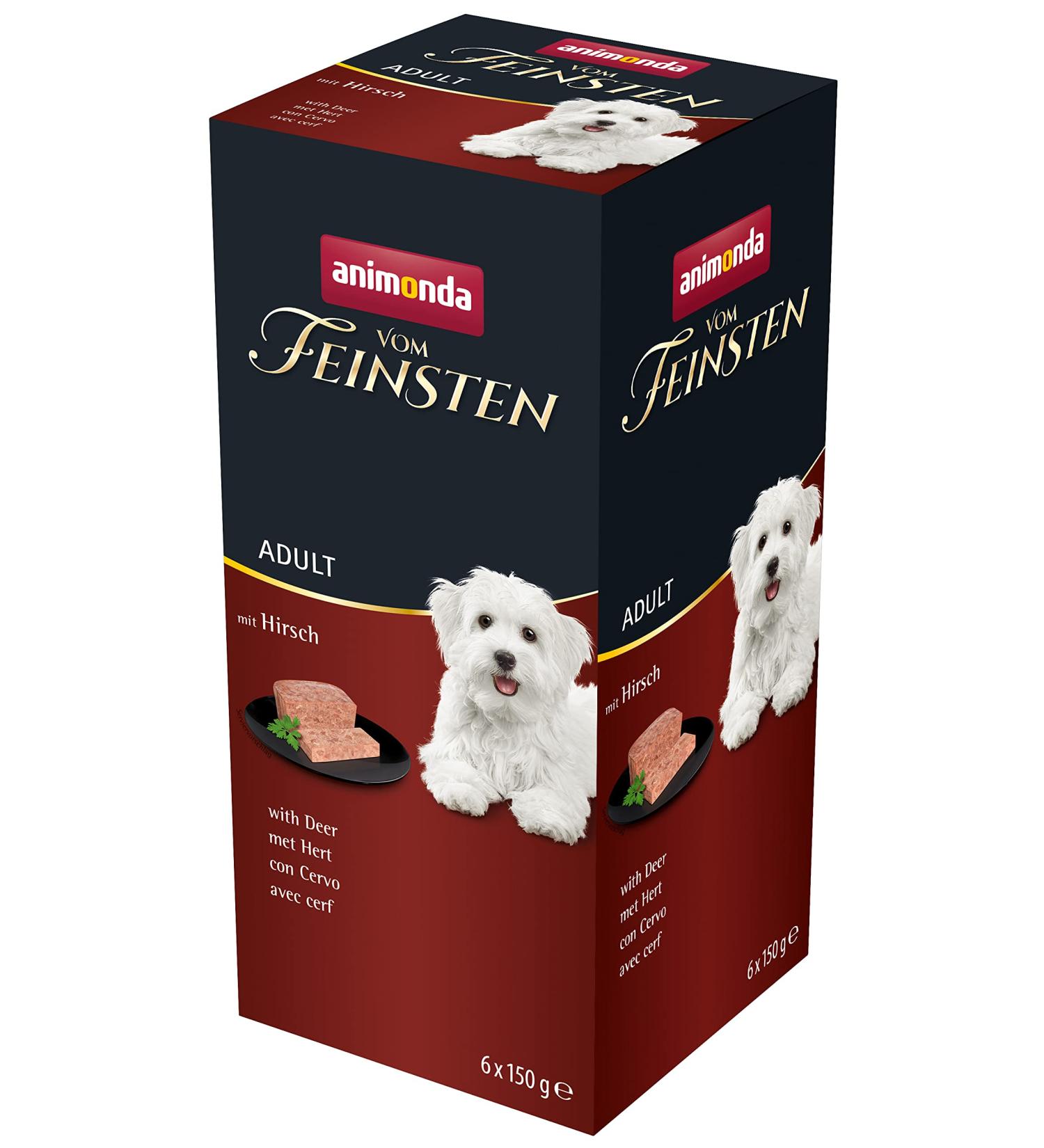 Animonda Vom Feinsten Adult Dog Food with Deer - Wet Food for Dogs (Pack of 6 x 150g) - Premium Quality International Shipping - Buy Online on GoSupps.com