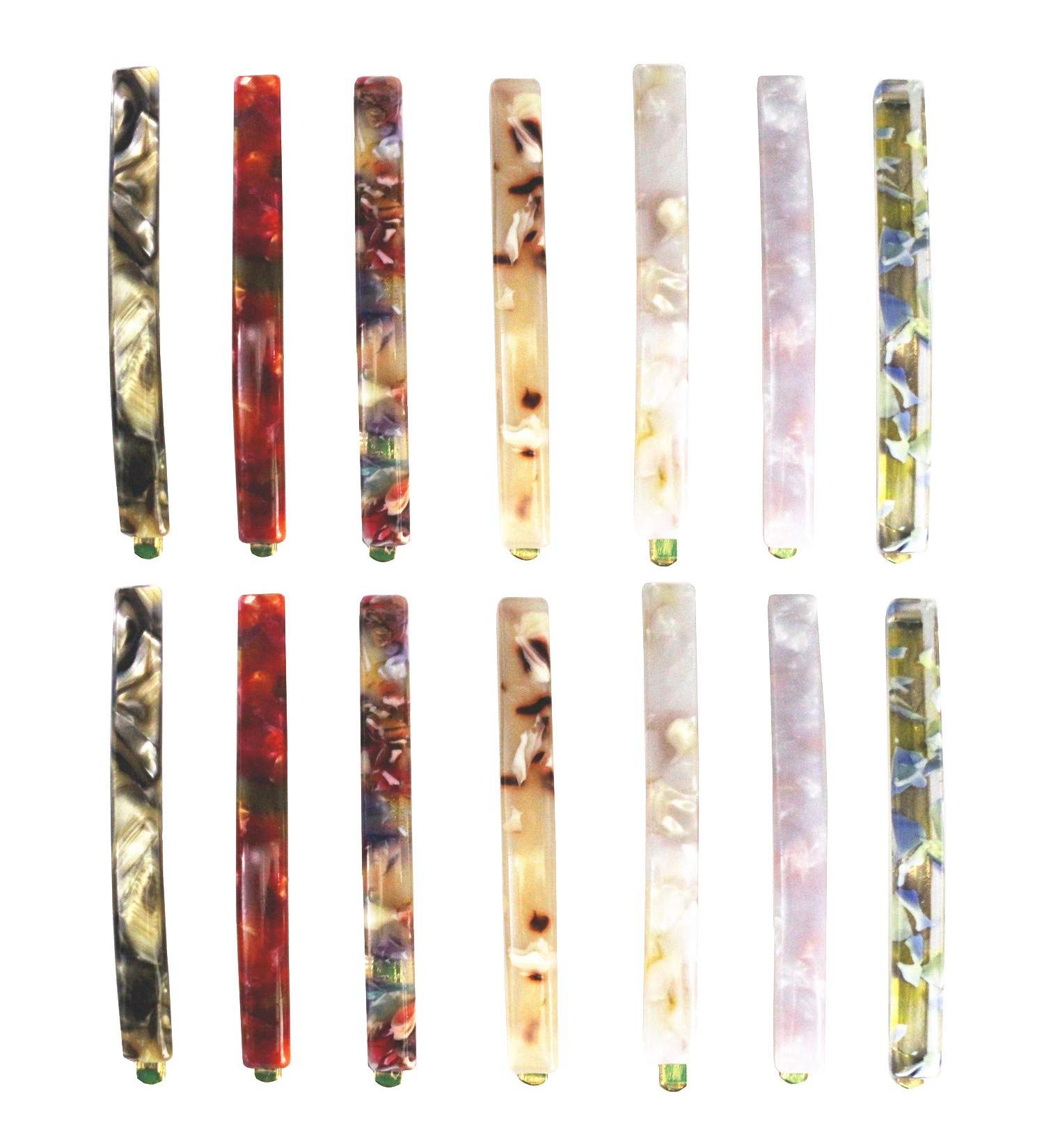 MIAO JIN 14 Pcs Acetate Hair Clips Bobby Pins Set - Fashion Geometric Barrettes Retro Style | 7 Designs - Buy Online on GoSupps.com