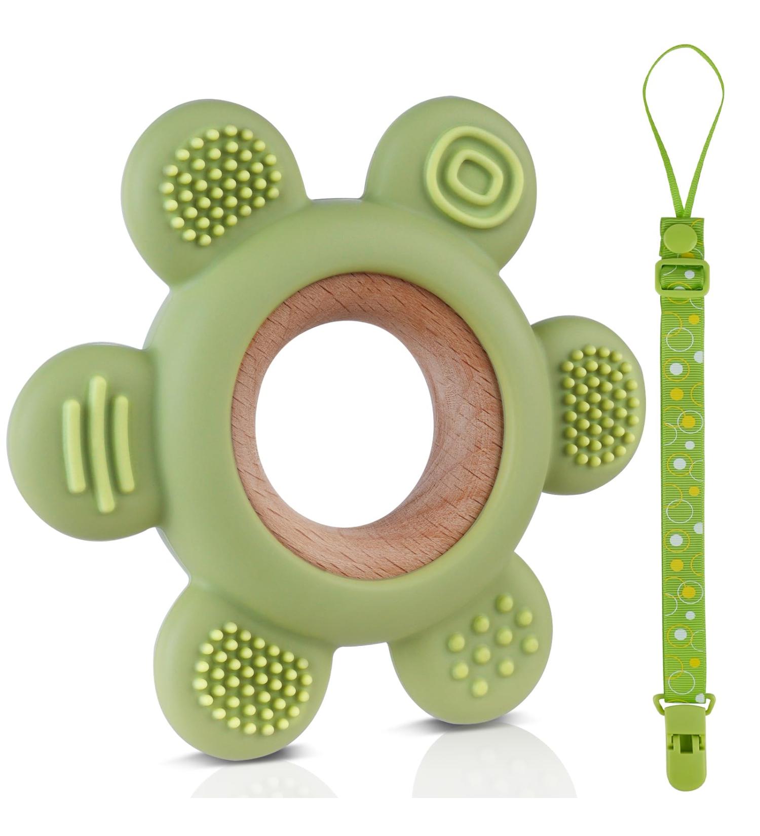 Vicloon Baby Teething Toy | BPA Free Silicone Rudder Teether for Boys & Girls (Green) - Easy to Hold & Clean | Sensory Chew for Babies - Buy Online on GoSupps.com