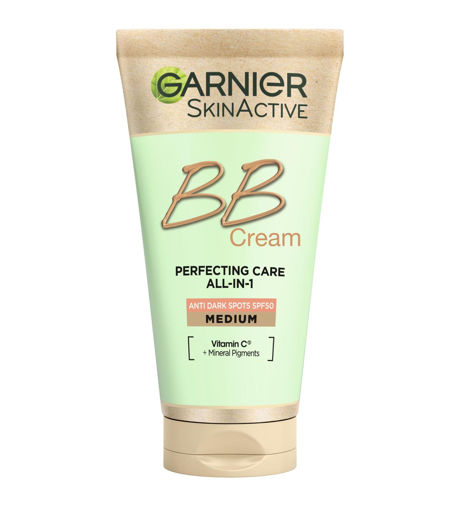 Garnier Skinactive BB Cream Medium - All-in-One Care with SPF 50 Vitamin C & Mineral Pigments - 50ml for Dark Spots - Buy Online on GoSupps.com