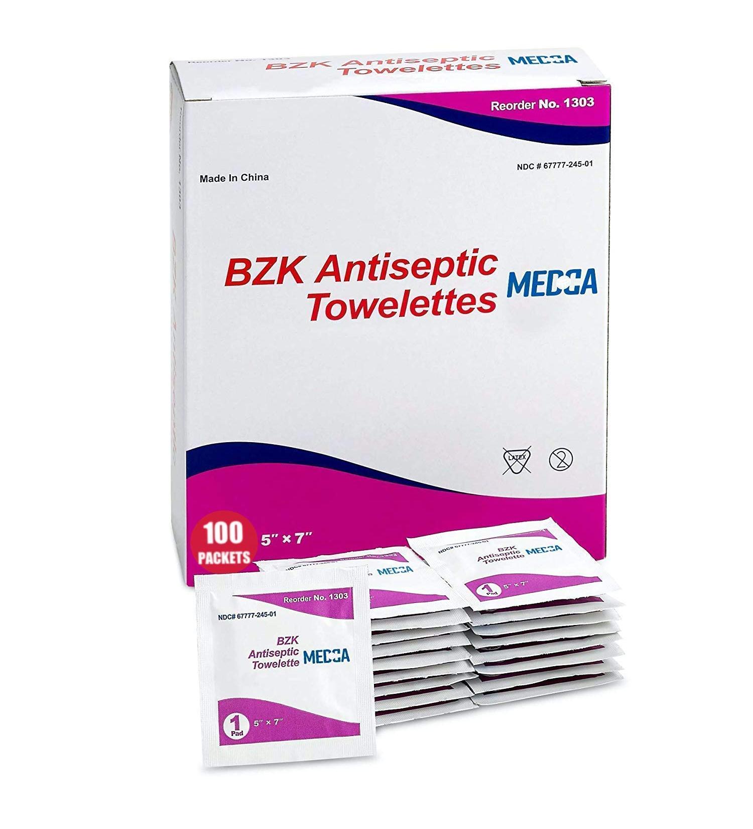 100 Pack Benzalkonium Chloride Hand Wipes Swabs by MEDca - Single-Use BZK Packets - 100 Count - Buy Online on GoSupps.com